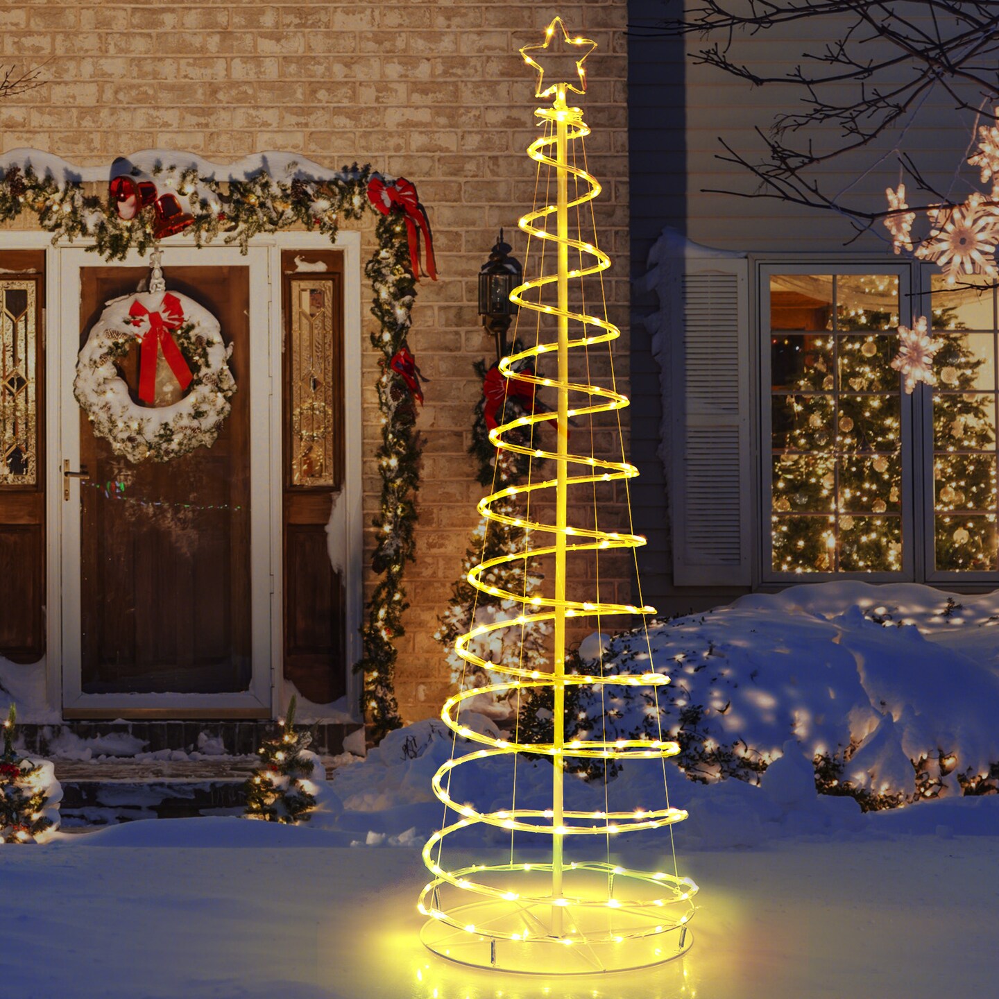 6 Feet Light Up Spiral Christmas Tree With Tree Top Star-white