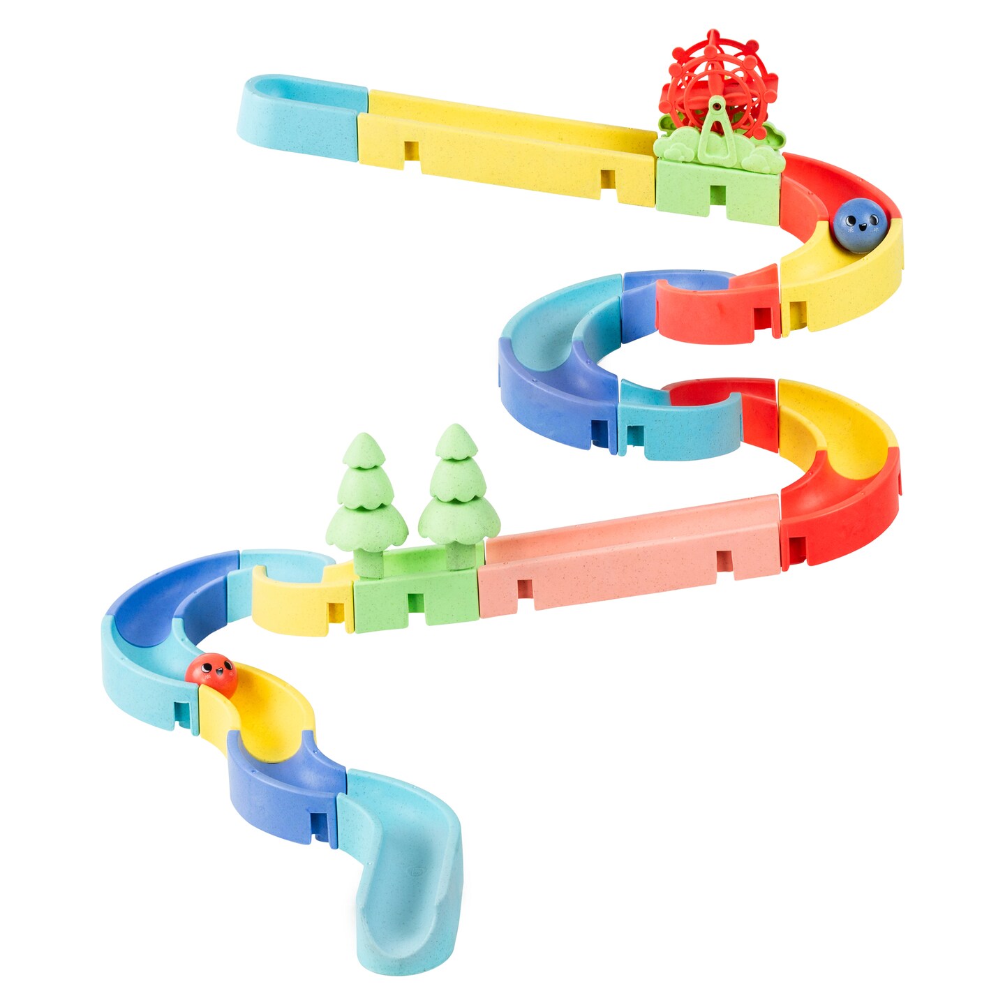 Tiger Tribe: Waterslide: Marble Run - ECO - Interactive Bath Time Toy, Design &#x26; Build Your Own Ball Waterslide, 2 Funny Face Balls, STEM, Kids Ages 3+