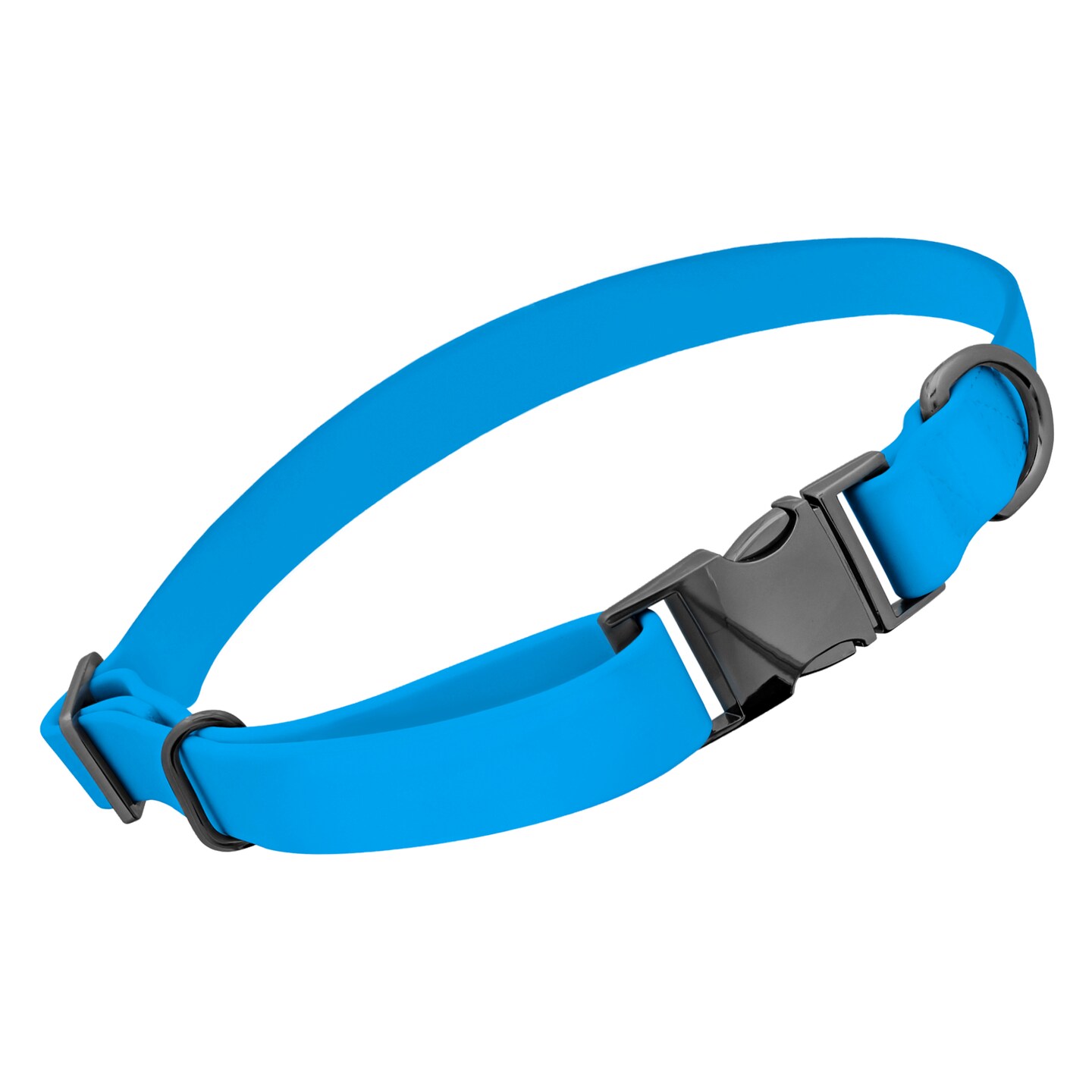 MiMu Small Silicone Dog Collar - Blue 17in Stylish Dog Collar with Clasp Buckle