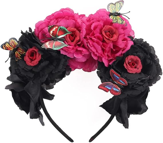 Mexican Flower Crown Headband, Day of the Dead Headpiece
