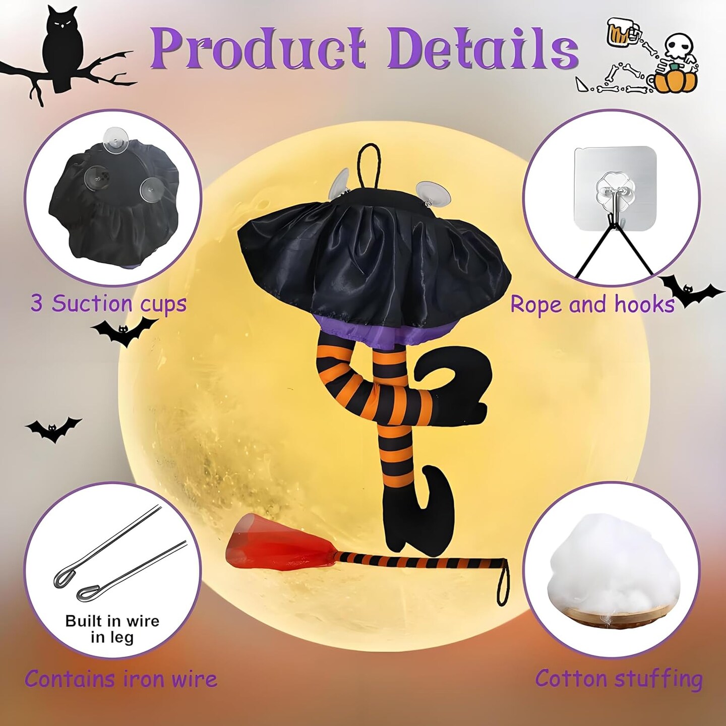 Outdoor Halloween Decorations Large Crashing Witch into Tree Hanging Decor