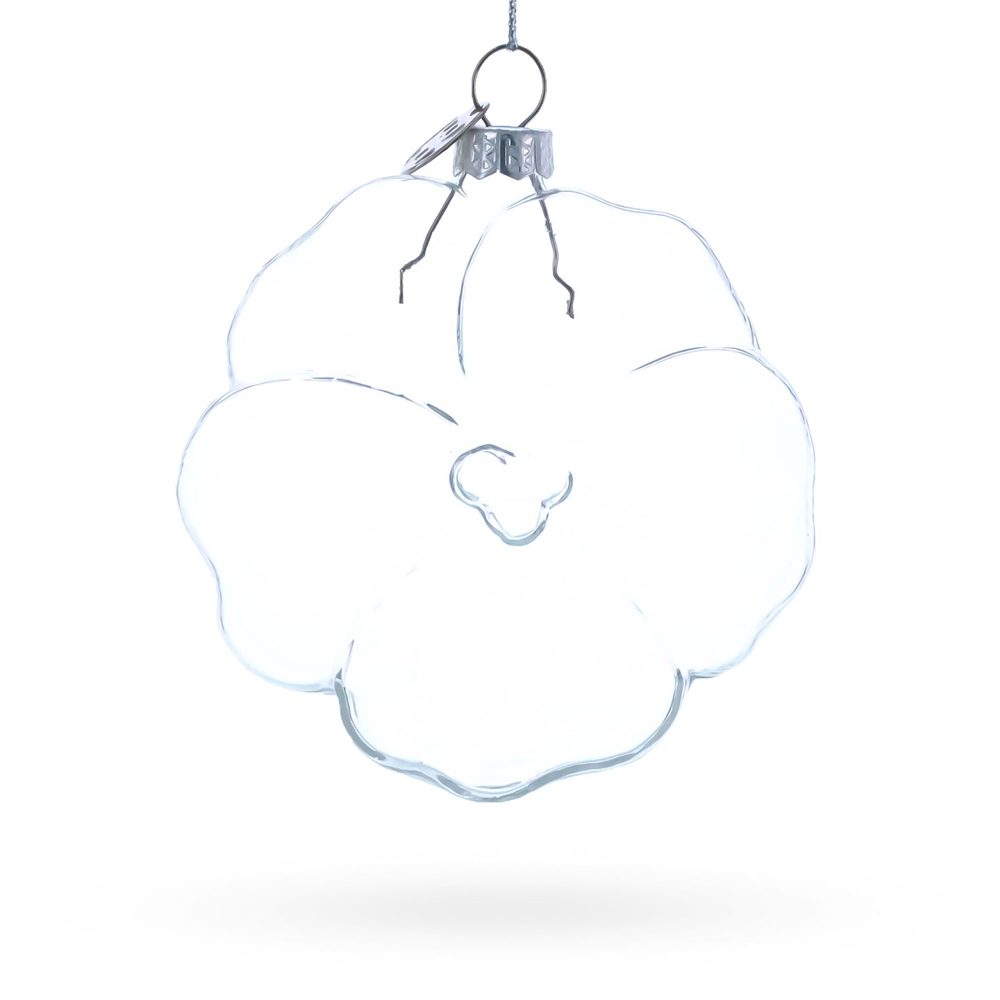 Flower-Shaped Clear Blown Glass Christmas Ornament