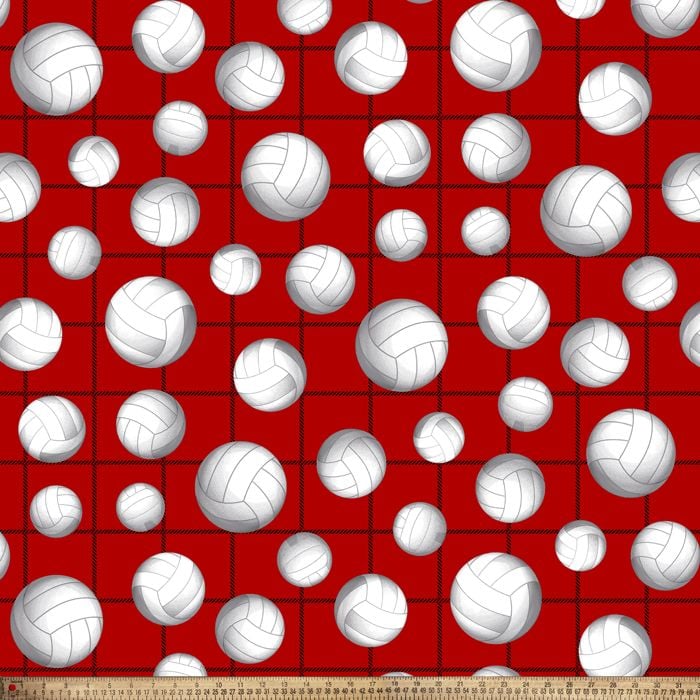 Volleyball Red Anti-Pill Premium Fleece Fabric | By The Yard