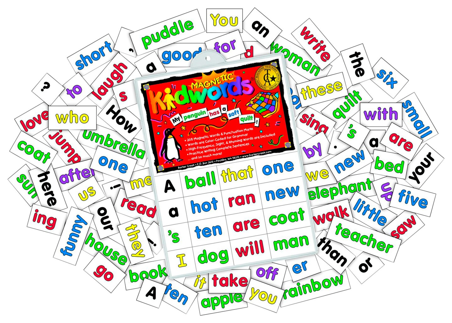 Barker Creek Learning Magnets, Kidwords High Frequency Words, Set of 208