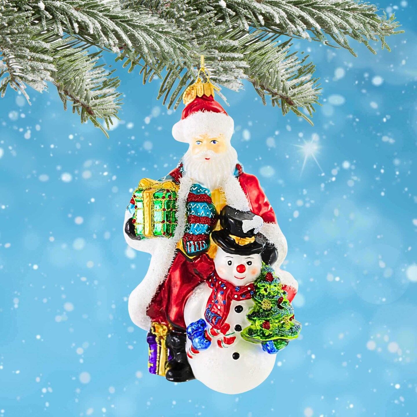 Huras Family 7.0 Inch Bringing Joy Of Christmas To All Christmas Tree Ornament , Santa Snowman Tree
