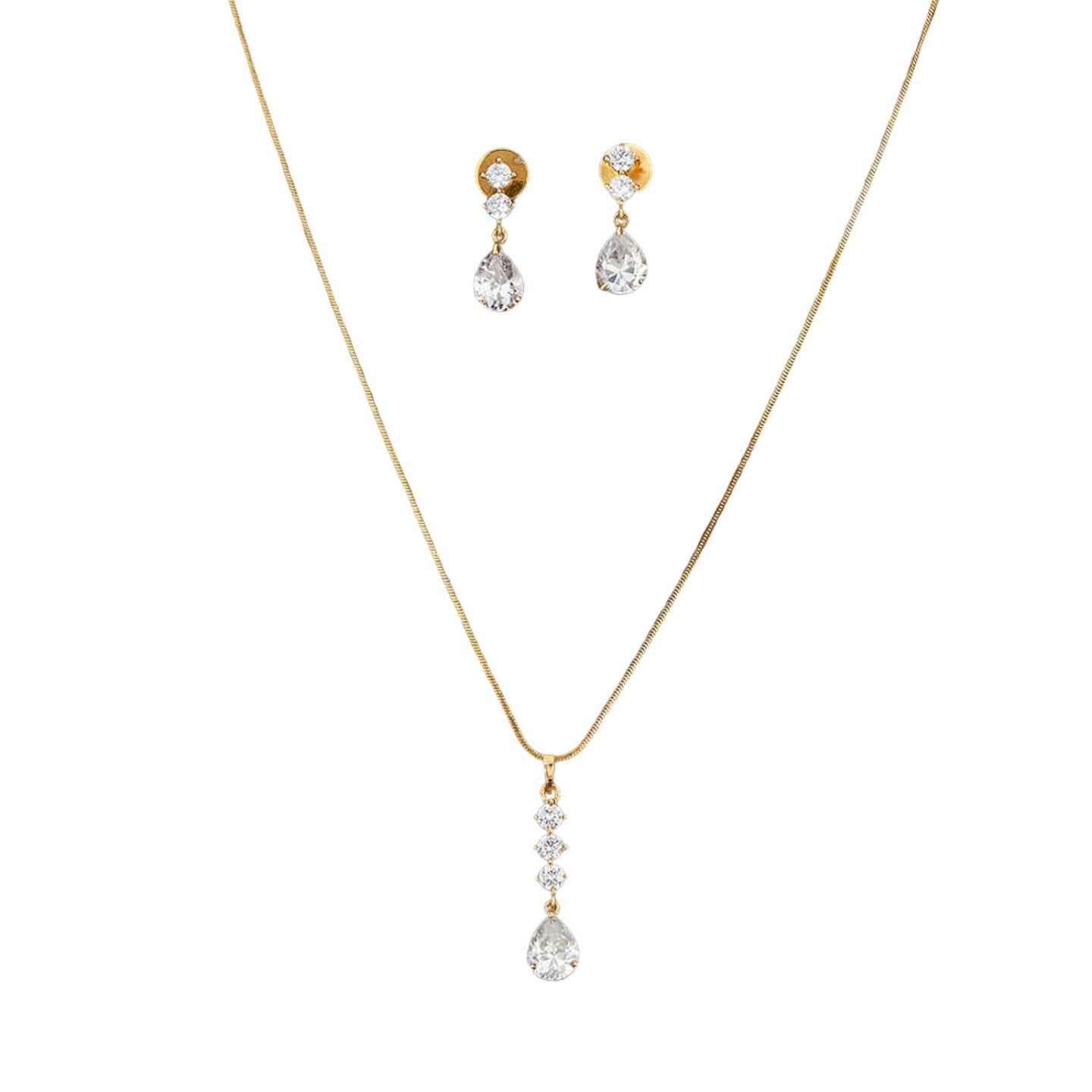 Cz Classic Pendant Set with Gold Plating Jewelry Traditional