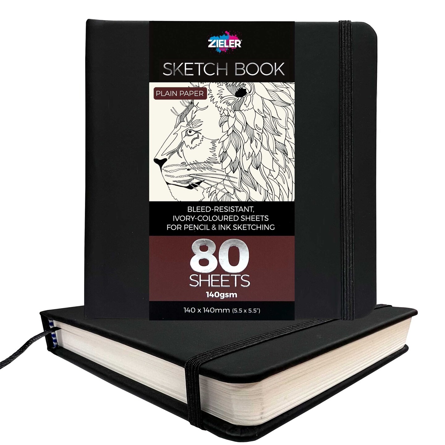 Zieler&#xAE; Classic Hardcover Art Sketchbook for Pencil, Ink, Charcoal and Pastel Sketching (5.5 in x 5.5 in)