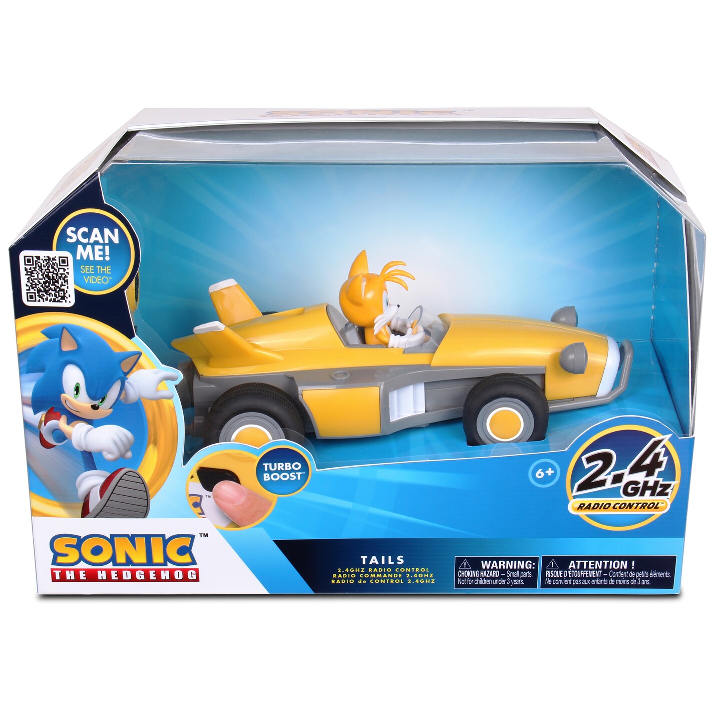 Team Sonic Racing RC: Tails The Fox - NKOK (603), 2.4GHz Remote Controlled Car With Turbo Boost, Officially Licensed Sega Sonic The Hedgehog, Battery Powered, Transmit Up To 150&#x27;, Ages 6+