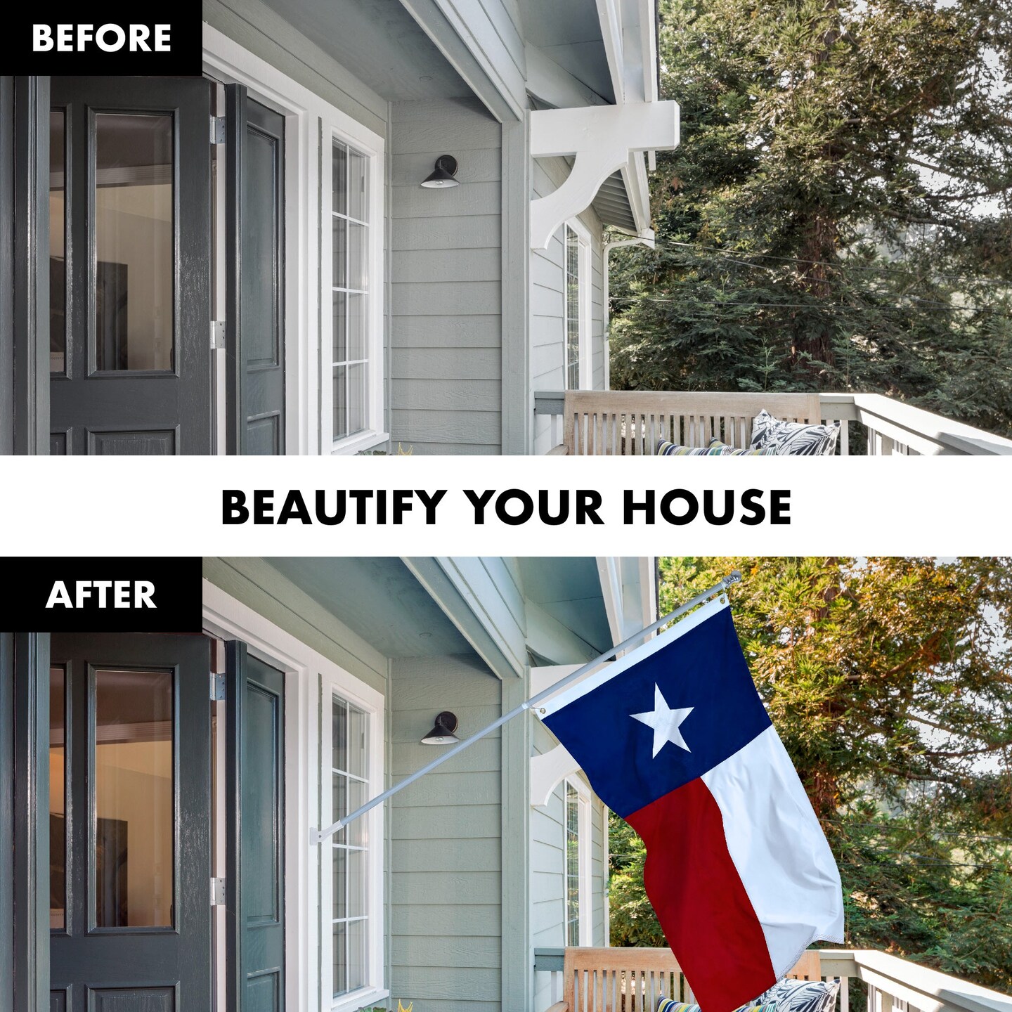 G128 Flag Pole 5 FT Silver Tangle Free &#x26; Texas Flag 2x3 FT Combo Embroidered Spun Polyester
