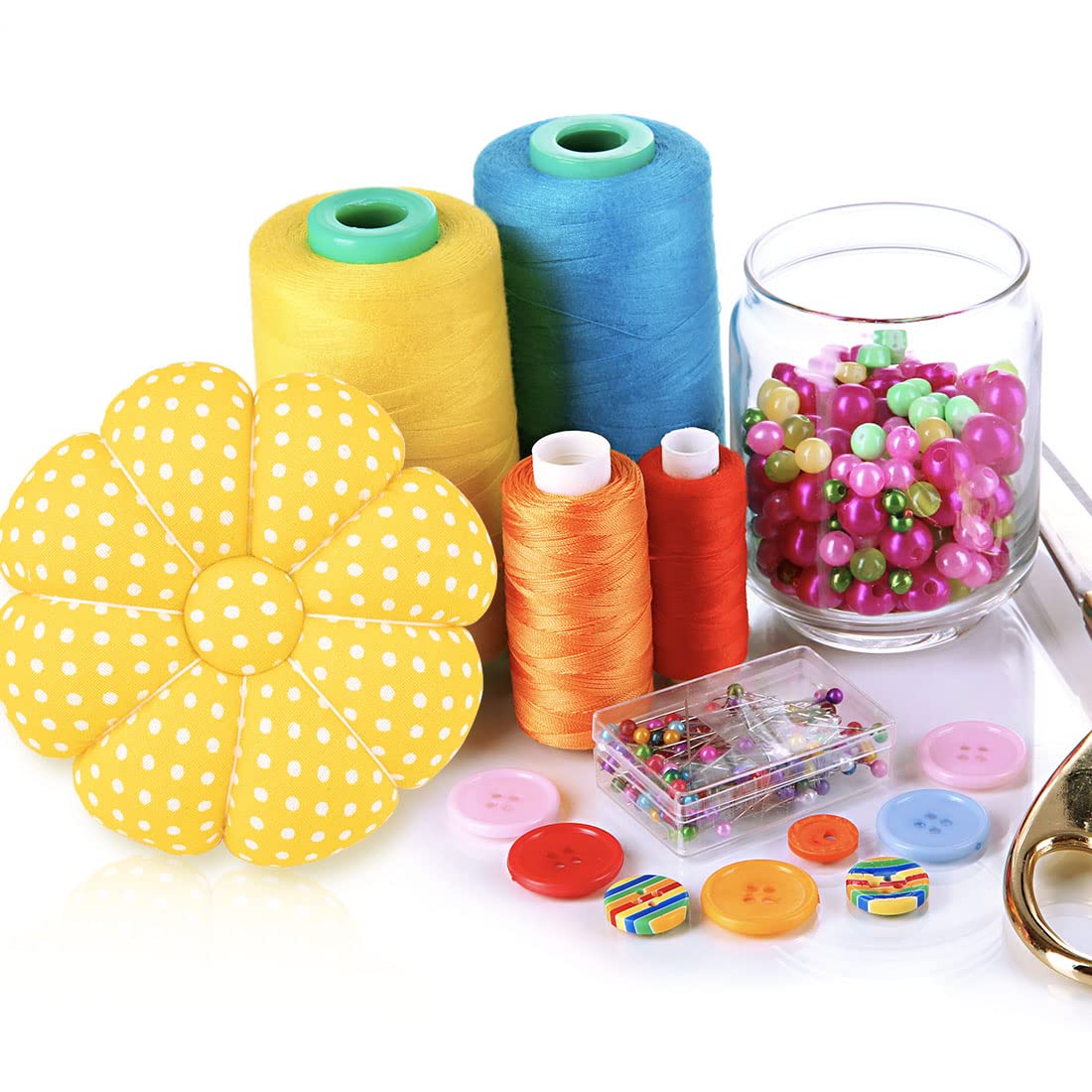 Rolybag Pin Cushions Wrist Pins Cushions with Elastic Strap Pumpkin Needle for Sewing Cushion Pincushions for Needlework or DIY Crafts(Yellow)