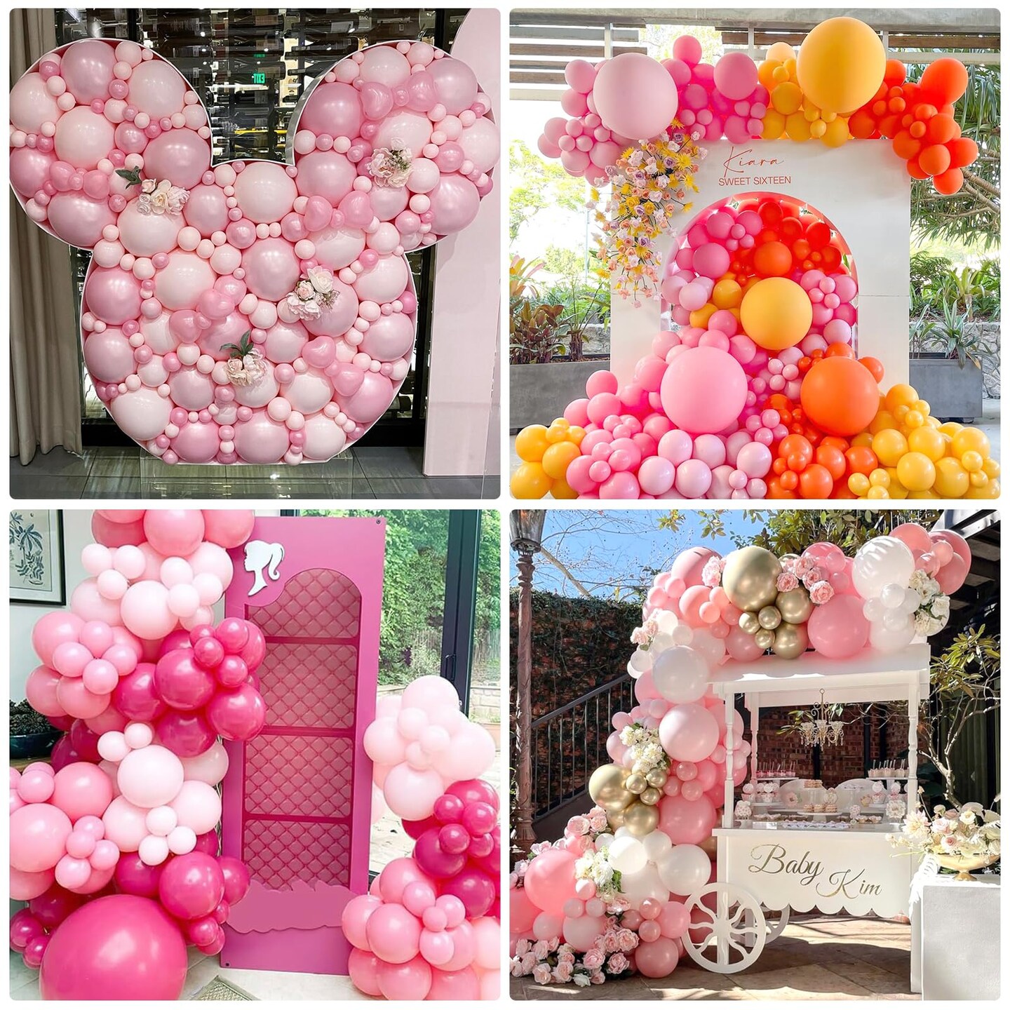 RUBFAC Pink Balloons 129pcs Pastel Pink Balloons Different Sizes 18 12 10 5 Inch Light Pink Balloons for Valentine&#x27;s Day Birthday Wedding Anniversary Baby Shower Garland Arch Party Decoration