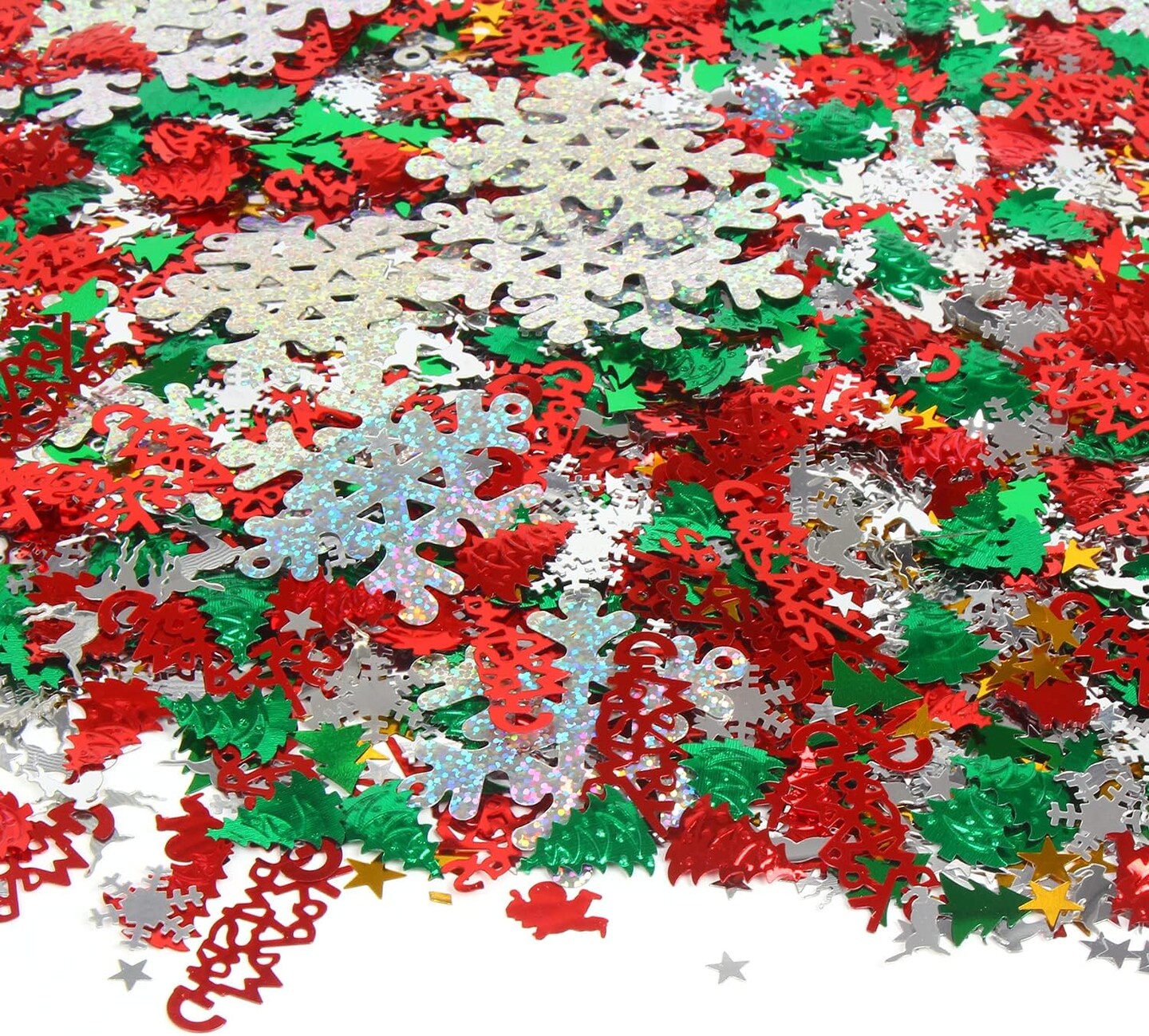 7200pcs Christmas Confetti,Snowflake Santa Claus Metallic Foil Sequins Glitter Table Scatters for Party Decoration