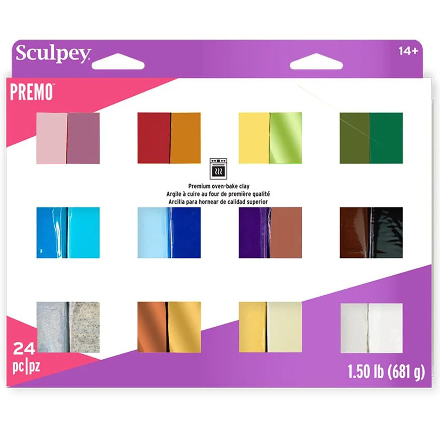 Sculpey: Polymer Clay: Premo Multipack Sampler - (24) 1oz Packs - Oven Bake Clay, 24 Colors, Non-Toxic, Advanced Techniques, Sculpting, Arts &#x26; Crafts