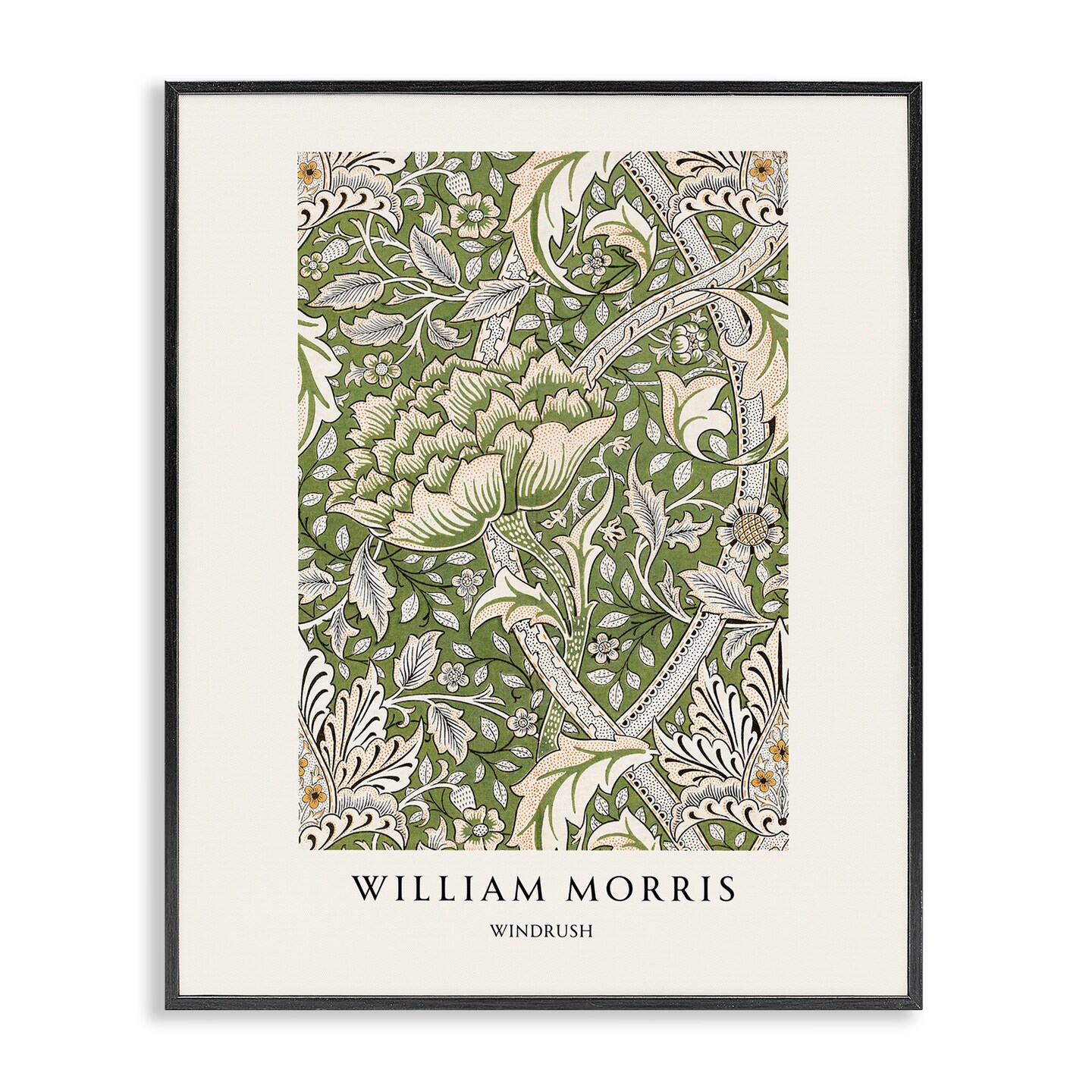 Stupell Industries William Morris Windrush  Pattern  Black Framed Giclee Art, design by Vintage Hustle