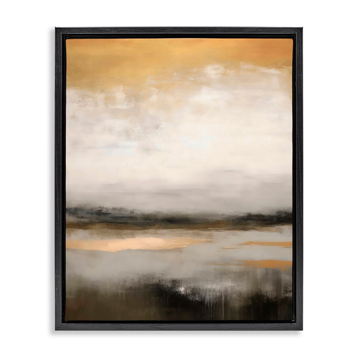 Stupell Industries Dreamy Neutral Abstract Landscape Black Framed Floater Canvas Wall Art, design by Creative Studio