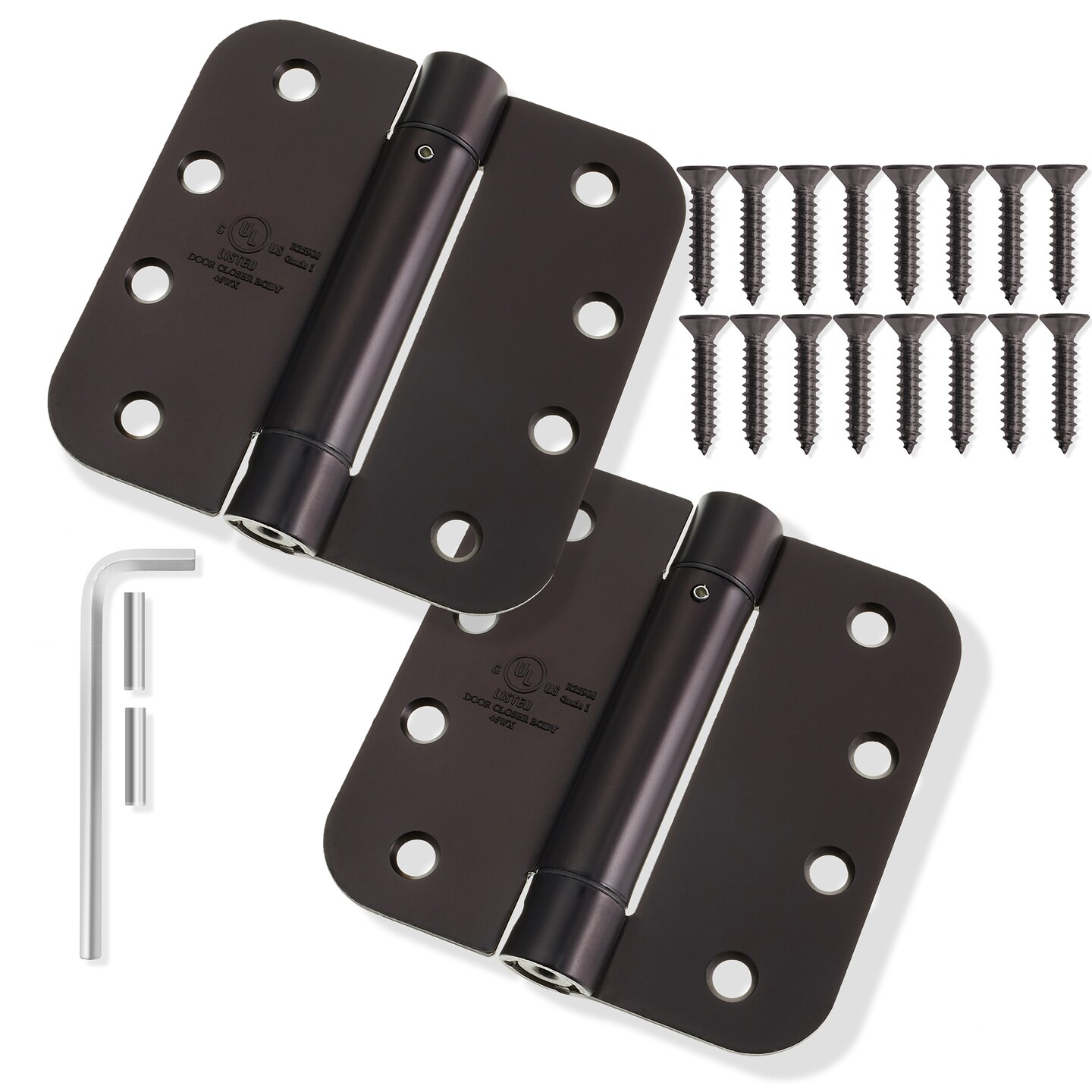 Cauldham (2 Pack) Heavy-Duty 4" Self-closing Spring Door Hinge with 5/8" Radius Corners, UL Listed