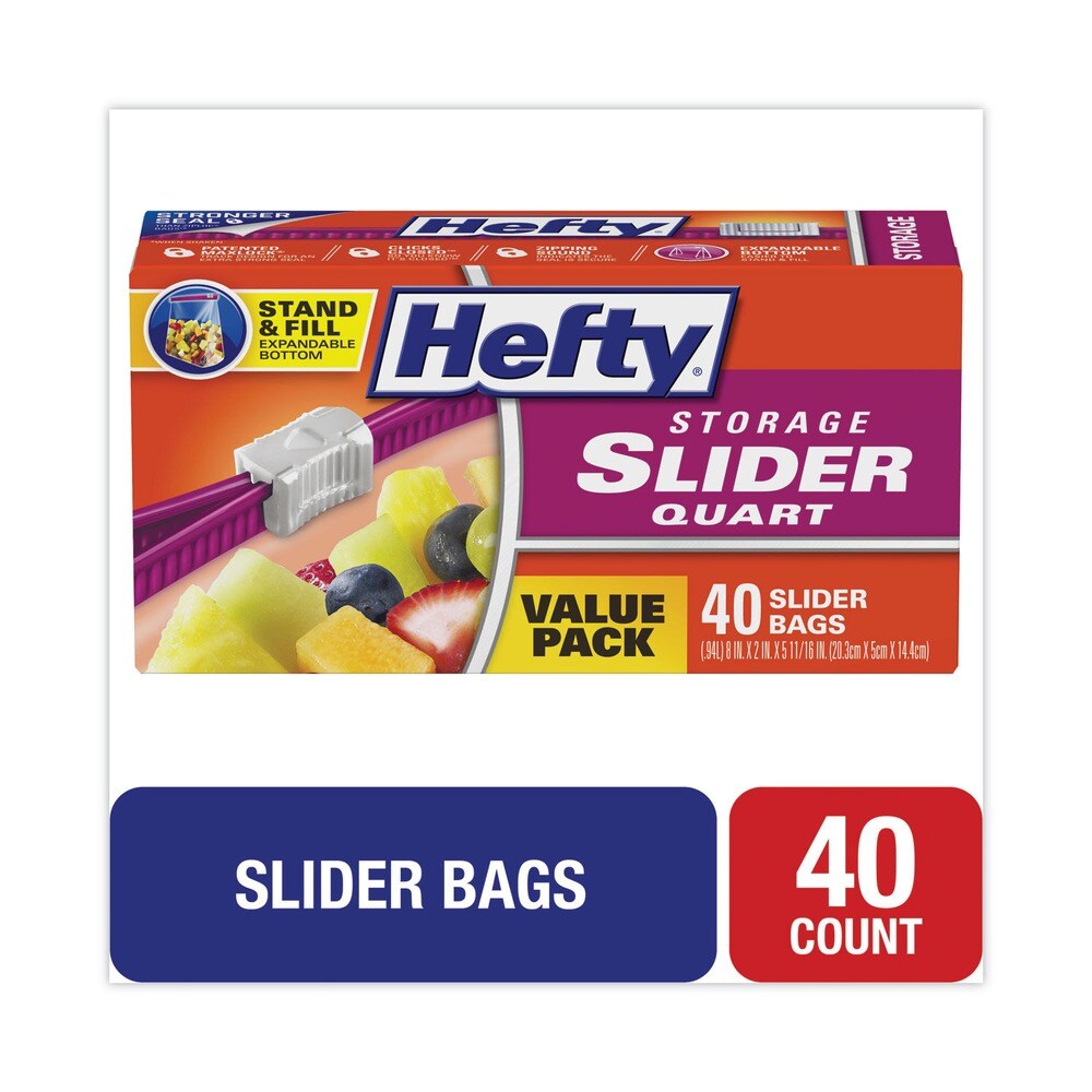 Hefty 1 qt. 1.5 mil. 8 in. x 7 in. Slider Bags - Clear (40/Box)
