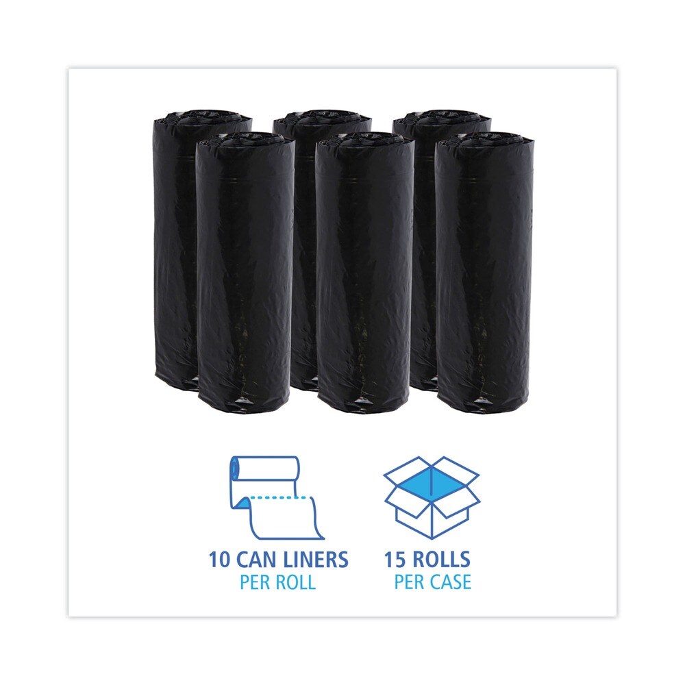 Boardwalk 24 in. x 32 in. 16 gal. 1 mil Perforated Roll Low-Density Waste Can Liners - Black (150/Carton)