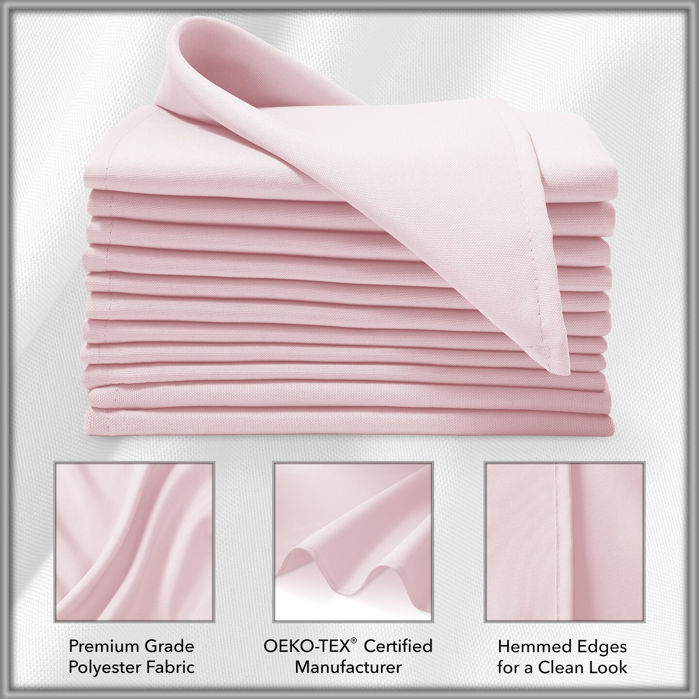 Lann's Linens Set of 12 Cloth Dinner Napkins, 17-inch Polyester Napkins, Washable and Reusable Fabric for Weddings, Hotels, Restaurants