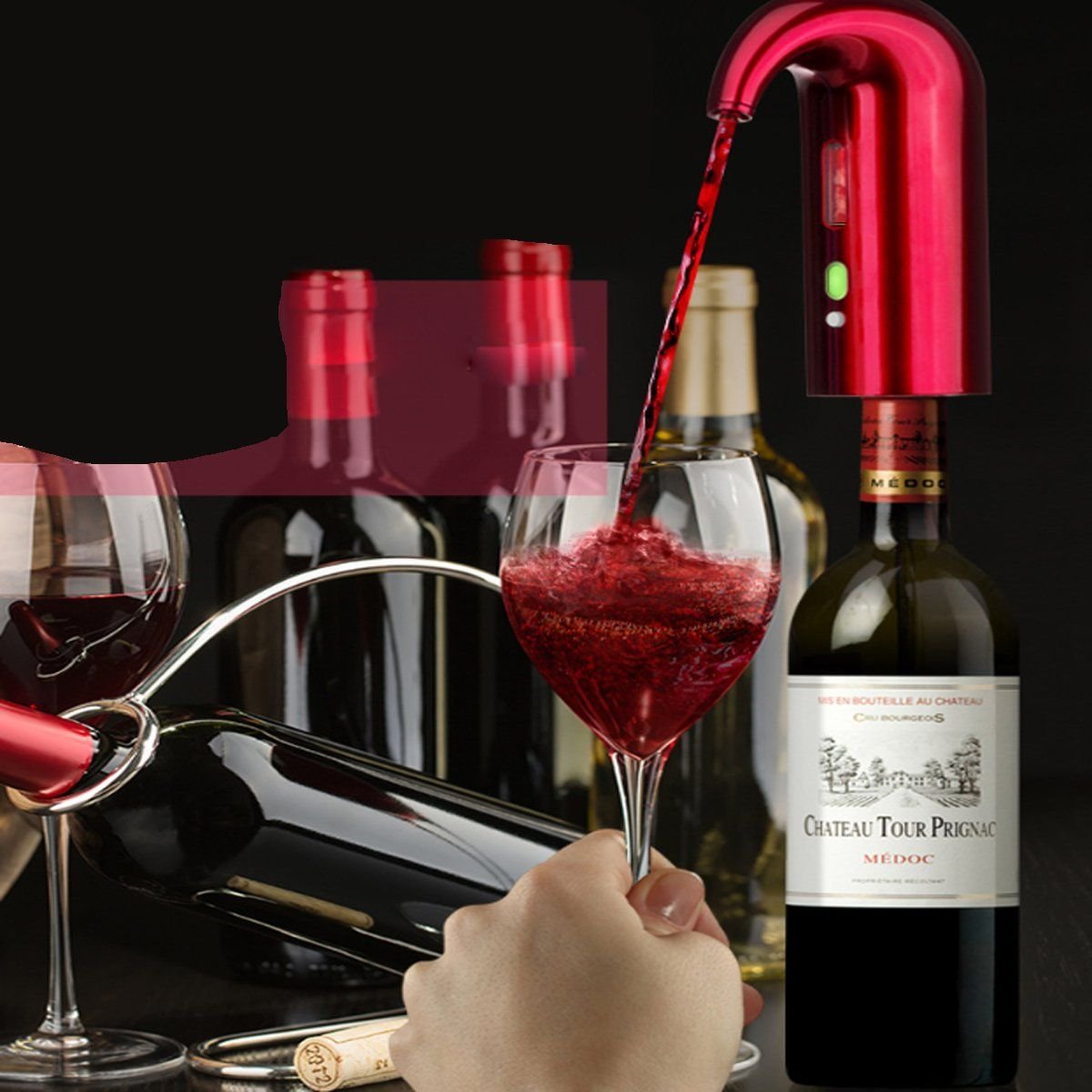 Edge Collections -Red-Efficient Wine Oxygenator for Enhanced Flavor-1 pcs