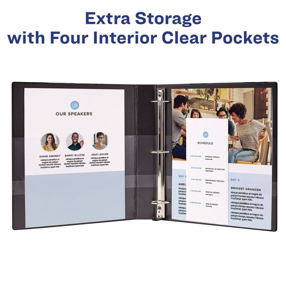 Avery 3 One Touch EZD Rings 1 in. Capacity 11 in. x 8.5 in. Heavy-Duty Non-View Binder with DuraHinge - Black
