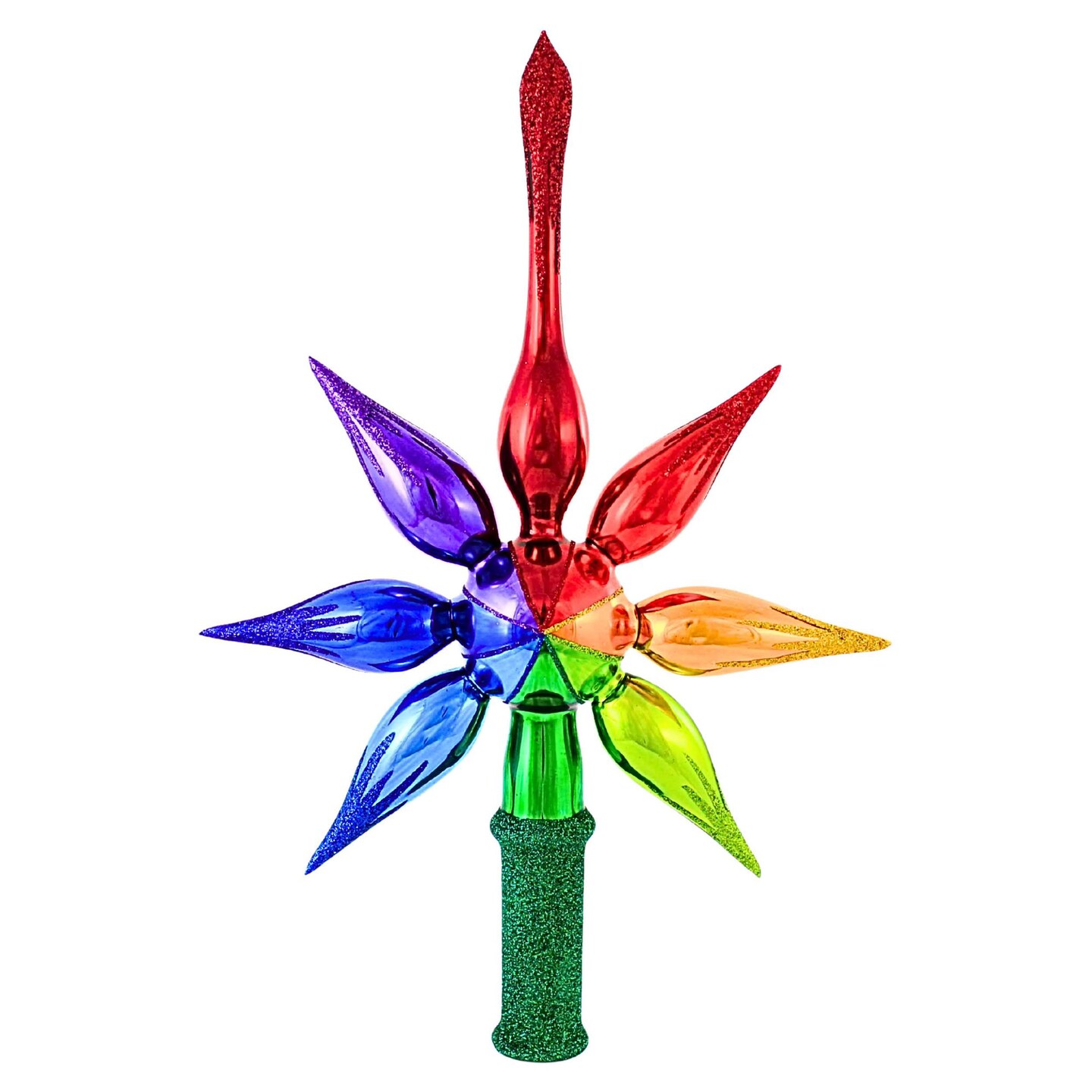 Blubom 14.0 Inch Rainbow Tree Topper With Reflector Christmas Tree Topper , Finial Pride