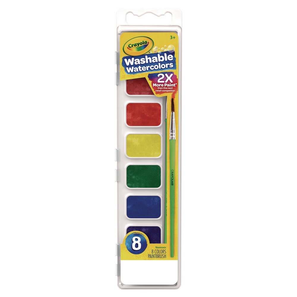 Crayola Washable Watercolor Paint Palette Tray - 8 Assorted Colors