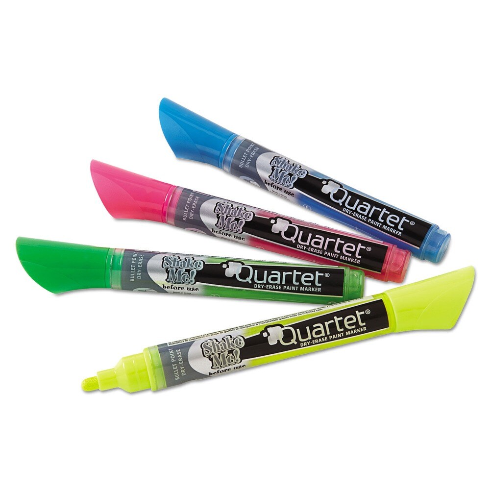 Quartet Neon Bullet Tip Dry Erase Marker Set - Broad/Assorted Colors (4/Pack)