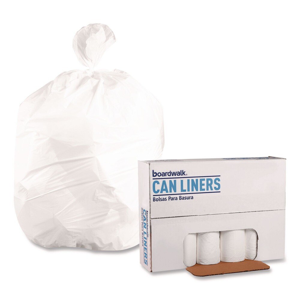 Boardwalk 30 Gallon 10 mic 30 in. x 36 in. Perforated Roll High Density Can Liners - Natural (25 Bags/Roll, 20 Rolls/Carton)