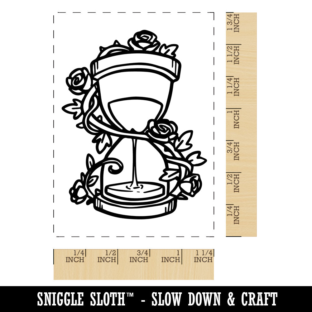 Elegant Hourglass Vines Roses Rectangle Rubber Stamp for Stamping Crafting