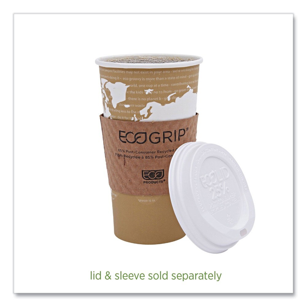 Eco-Products 20 oz. World Art Renewable and Compostable Paper Hot Cups - Brown/White (1000/Carton)