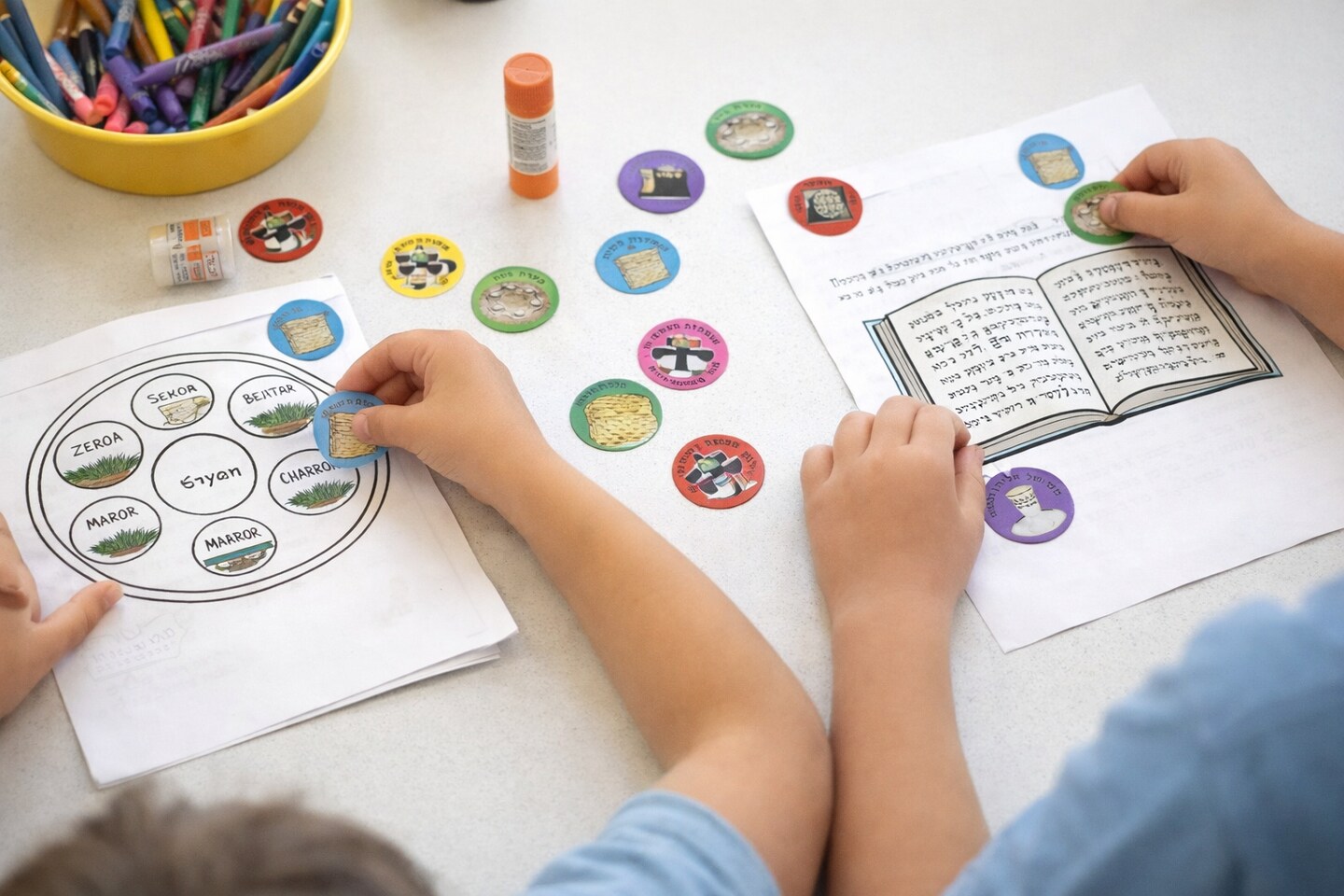 Pesach Dot Stickers 480 Pack – Passover Reward & Craft Stickers for Classroom, Hebrew Holiday Educational Stickers for Kids