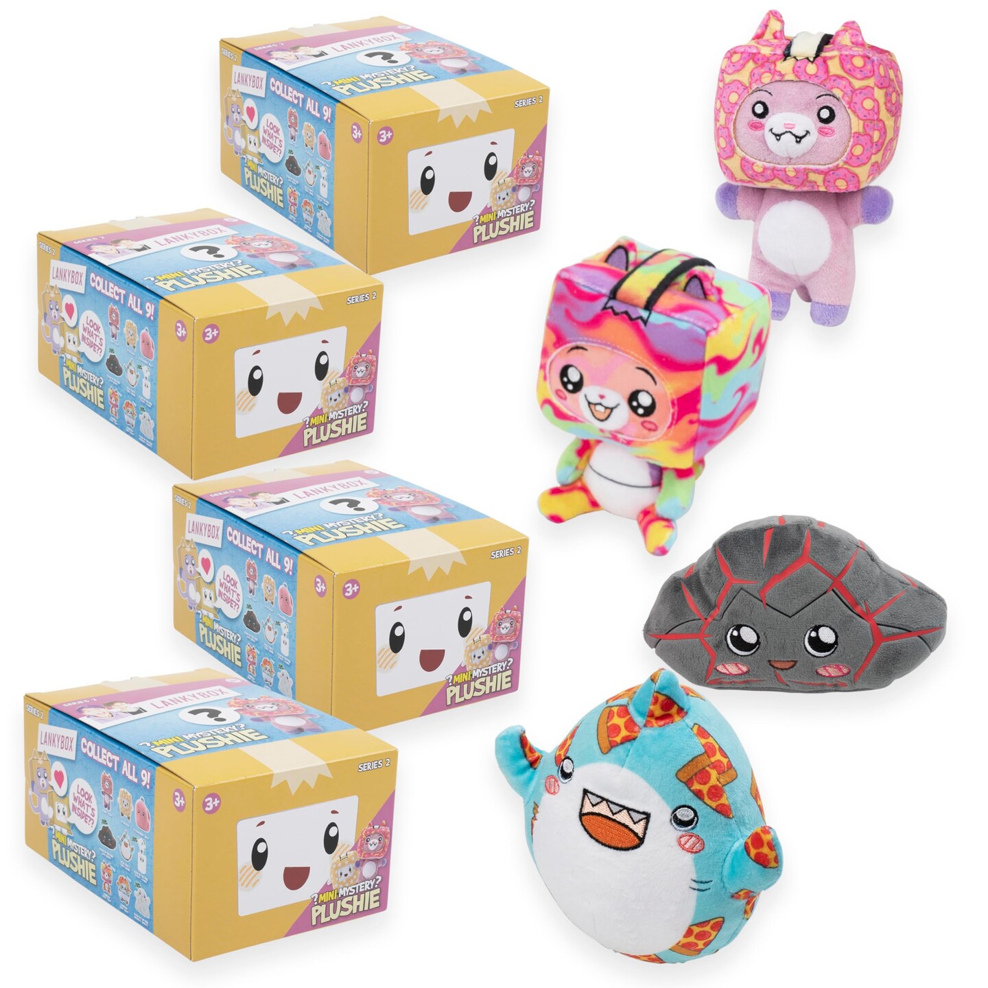 LankyBox Mini Mystery Plush, Series 2-4 Pack, Unique Collectible Blind Box Mini Plush, Officially Licensed Merch