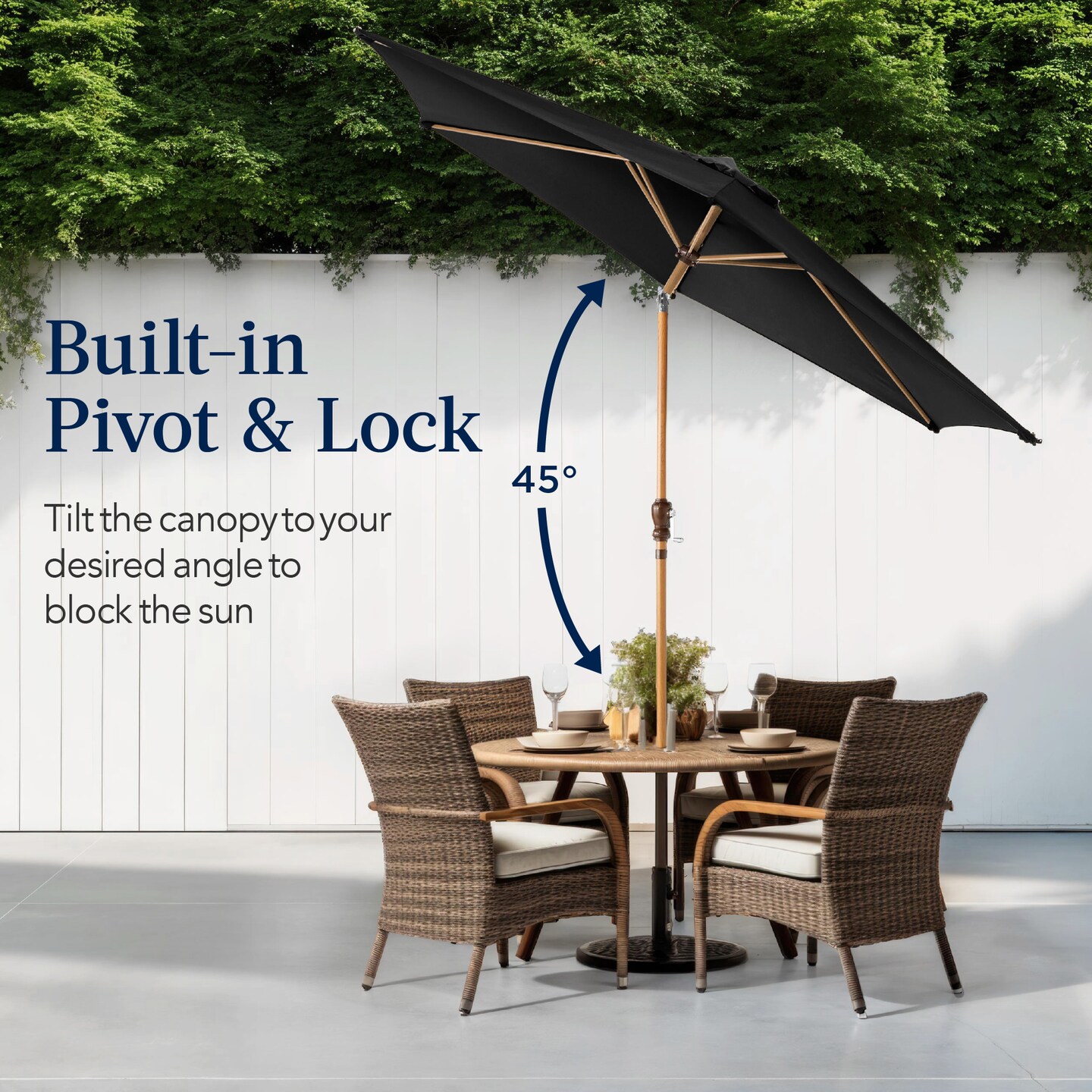 Best Choice Products 10ft Outdoor Woodgrain Pattern Steel Market Patio Umbrella w/ Crank, Tilt