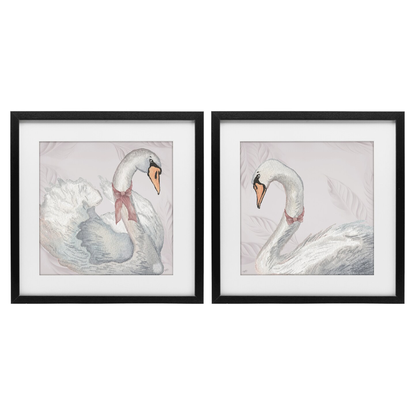 Stupell Industries Classic & Elegant Swans 2pc Framed Print Under Glass Set, design by Elizabeth Medley