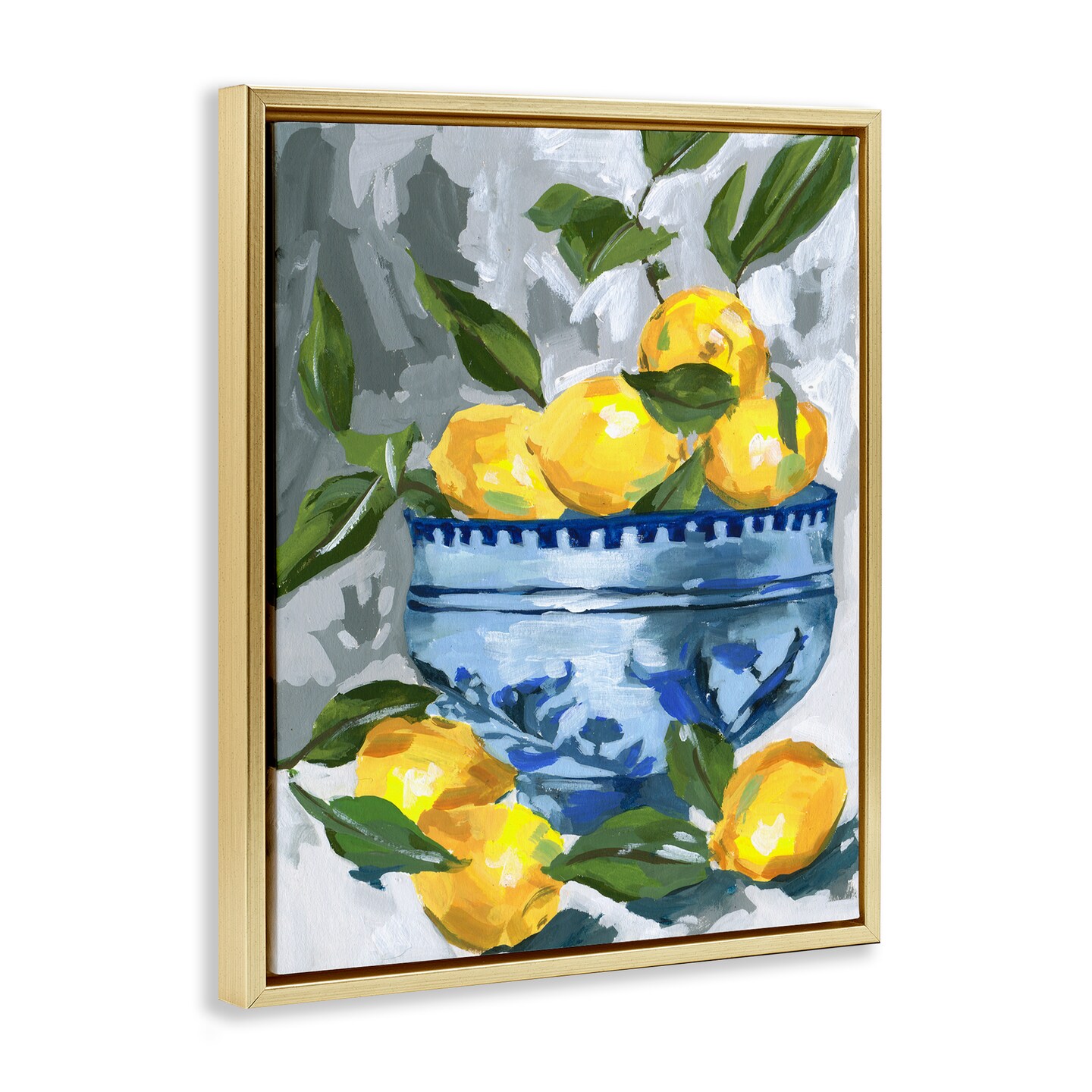 Stupell Industries Indigo & Lemon Bowl Floating Frame, design by Melissa Wang