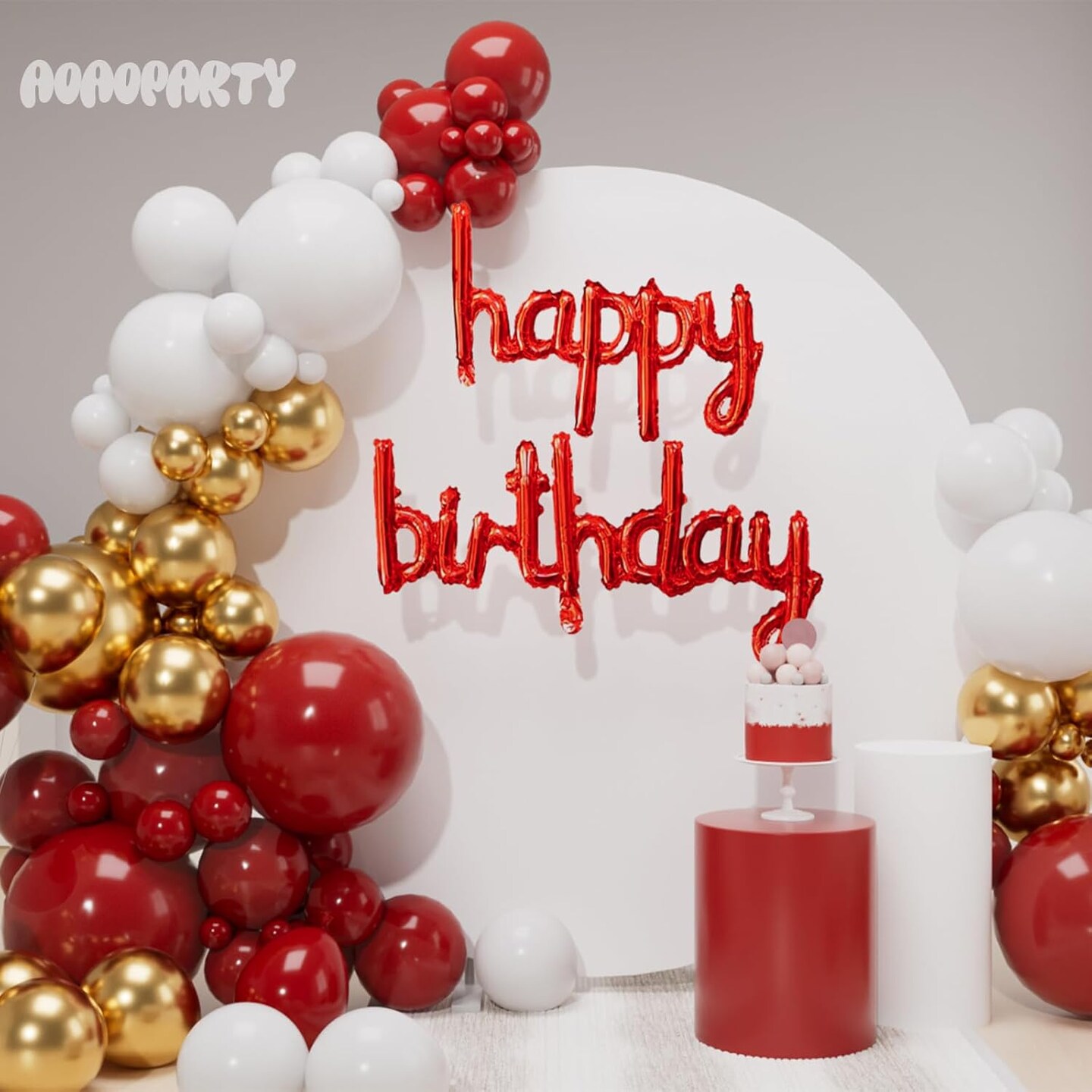 Red Happy Birthday Balloon Banner 16Inch Mylar Foil Happy Birthday Letters