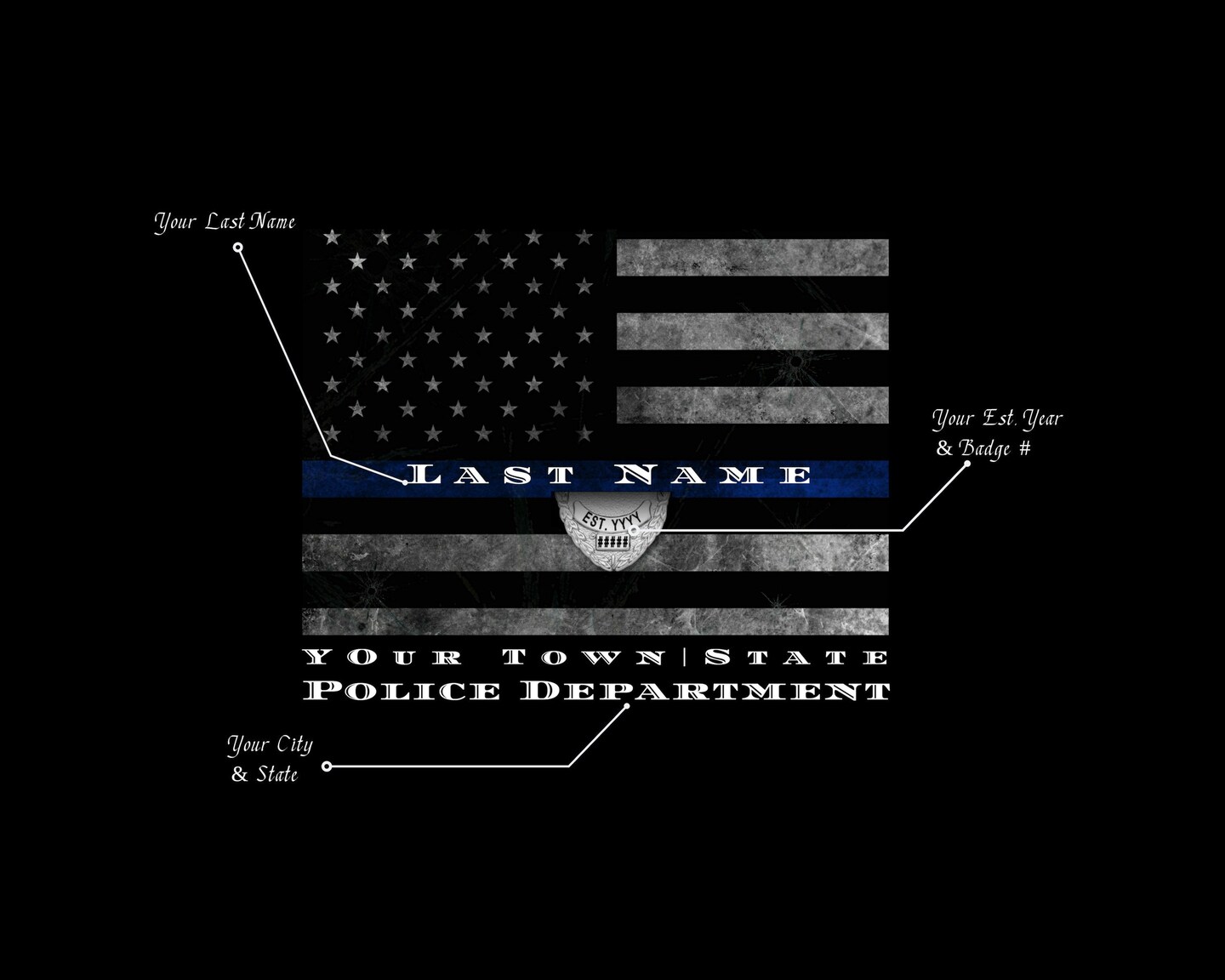 Police officer Back the Blue Thin Blue Line Art