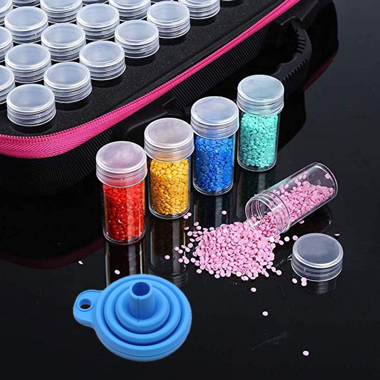 2 Pcs Diamond Painting Tools Funnel - Silicone Collapsible Funnel, Convenient Foldable Beads Container Mosaic Tool for 5D DIY Diamond Painting Kits for Adults.