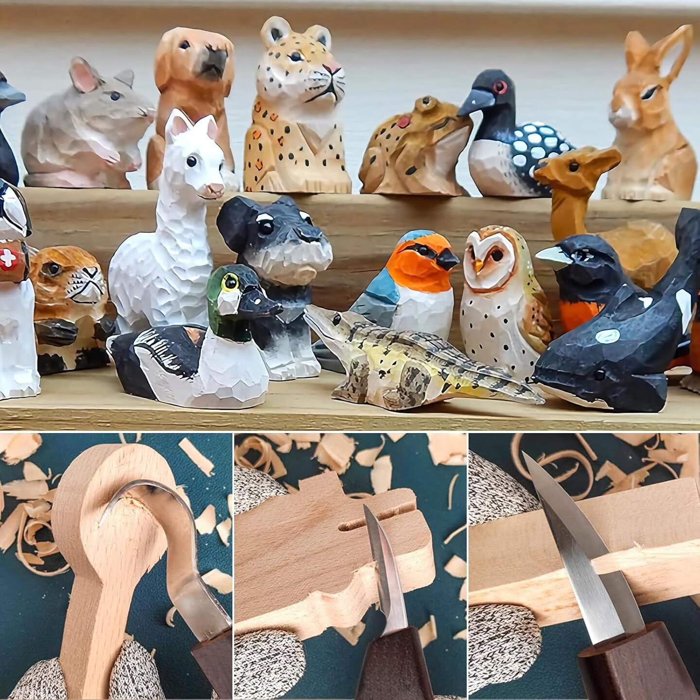 Wood Carving Kit, 14 PCS Wood Carving Tools Set with Detail Carving Knife, Spoon Blanks, Whittling Knife, Wood Whittling Kit for Beginners Kids Adults Woodworking DIY