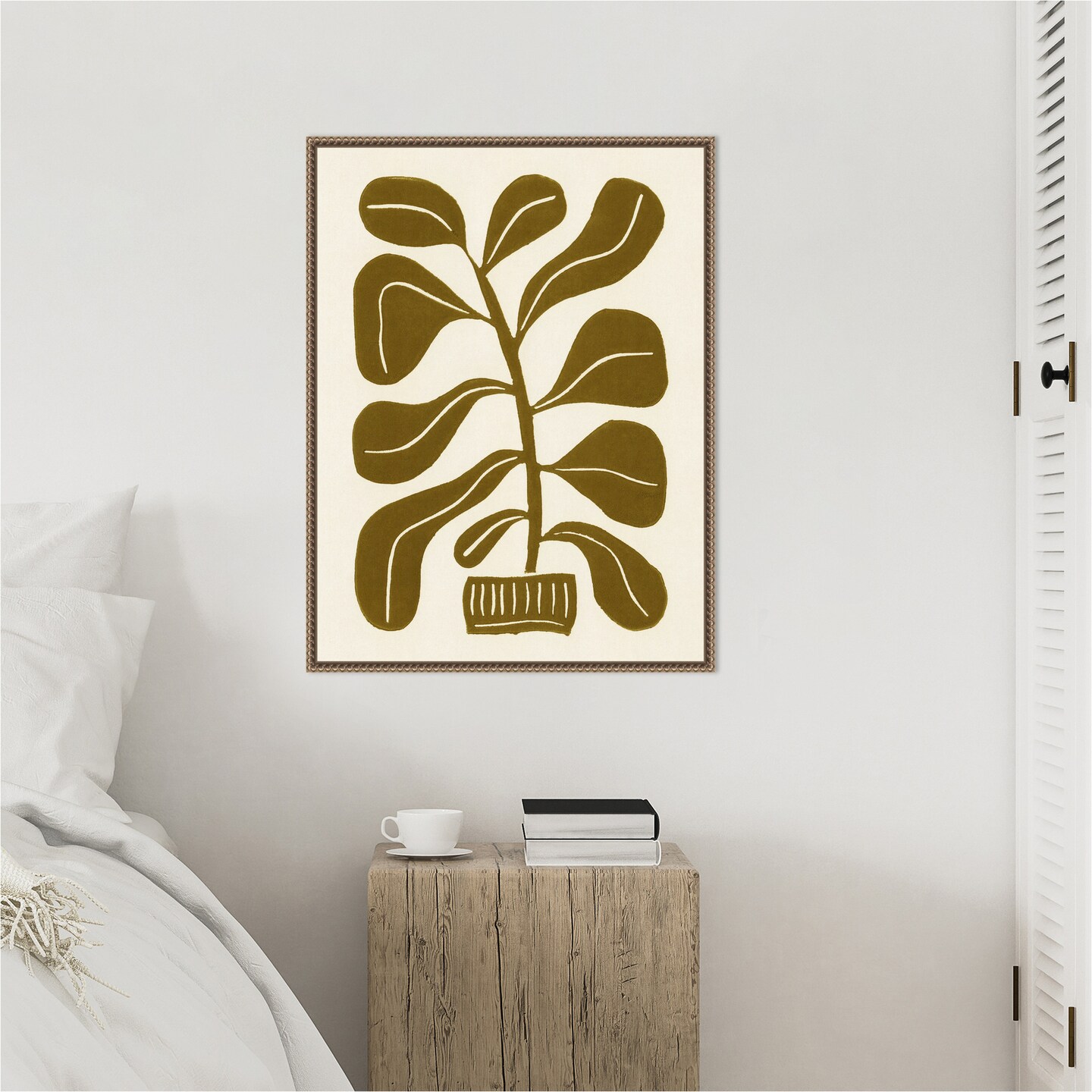 Linocut Houseplant No 2 by Alisa Galitsyna Framed Canvas Wall Art