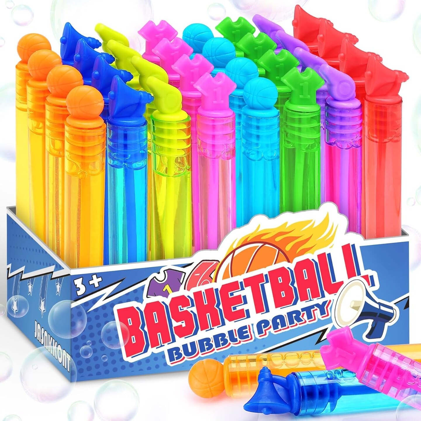 Basketball Birthday Party Decoration, Mini Bubble Wands Bulk for Boy Girl, Sport Party Favor for Kids Toddler, Pinata Filler Goody Bag Stuffer, Valentines Day Gift Easter Supplies, Summer Bath Time.