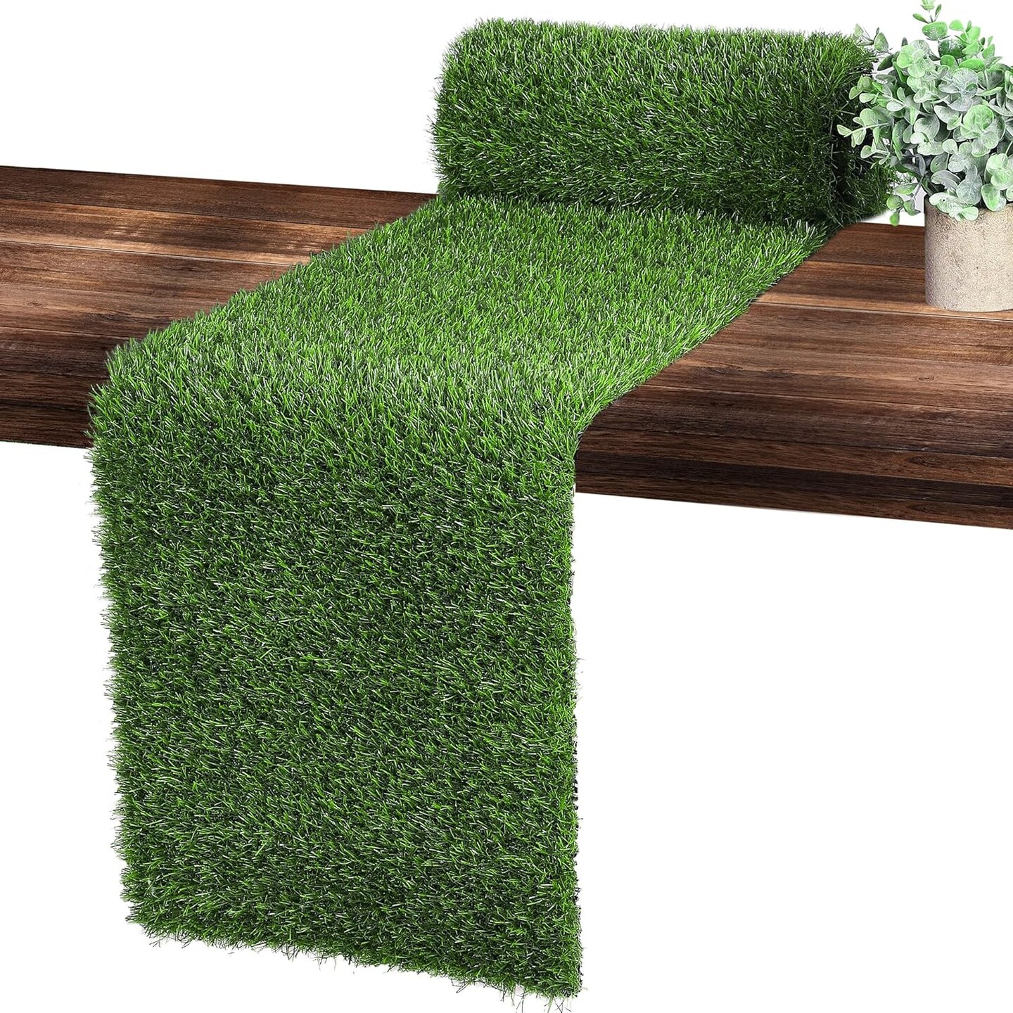 Artificial Grass Table Runners 12 x 108 Inch Synthetic Grass Table Runners Grass Rug Table Decorations for Spring Summer, Wedding, Baby Shower, Party Decor
