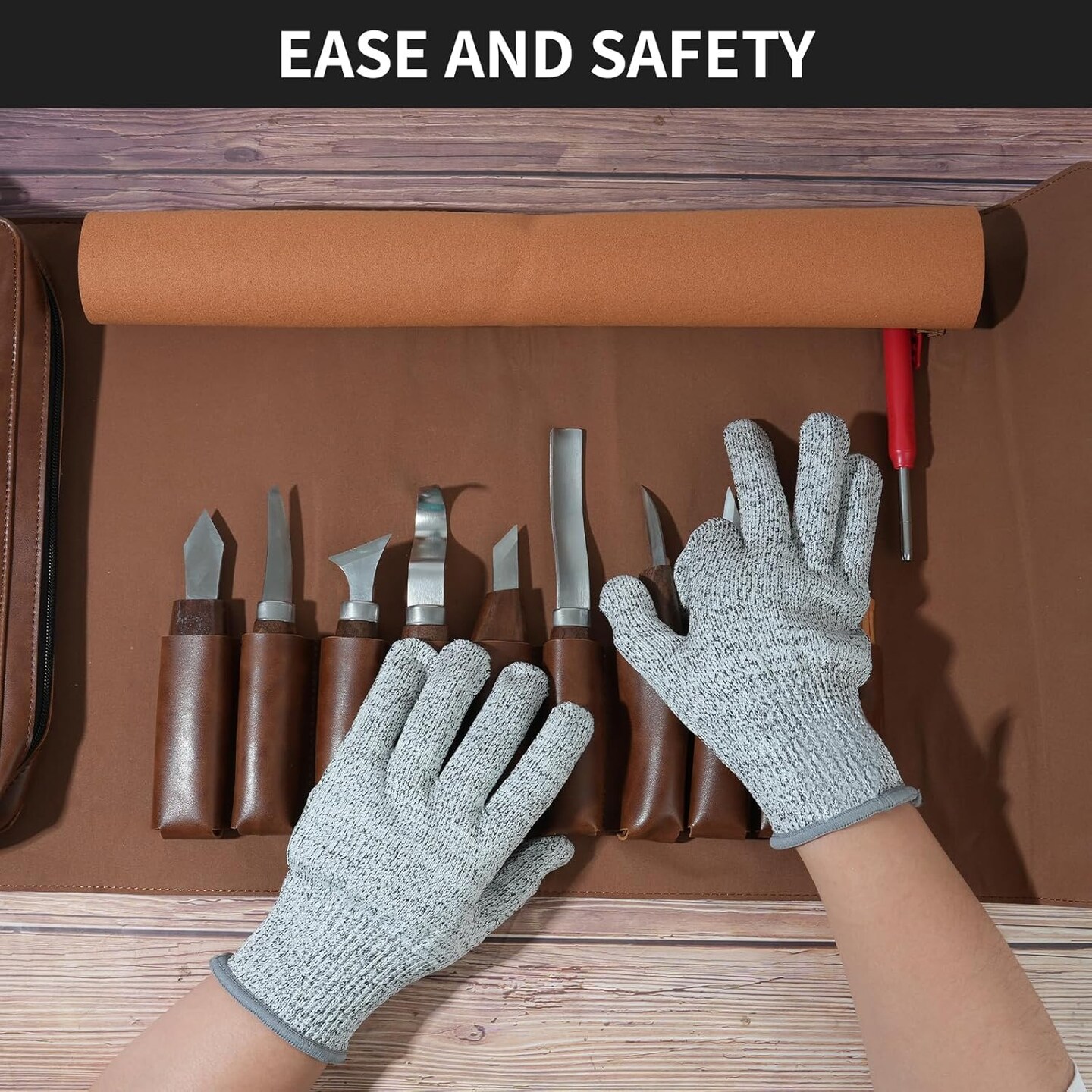 Wood Carving Tools Sets Deluxe Wood Carving Kit Wooden Carving Knife Wood working Carving Knife Tools Set with Large Leather Case For Beginner and Carpenter Experts