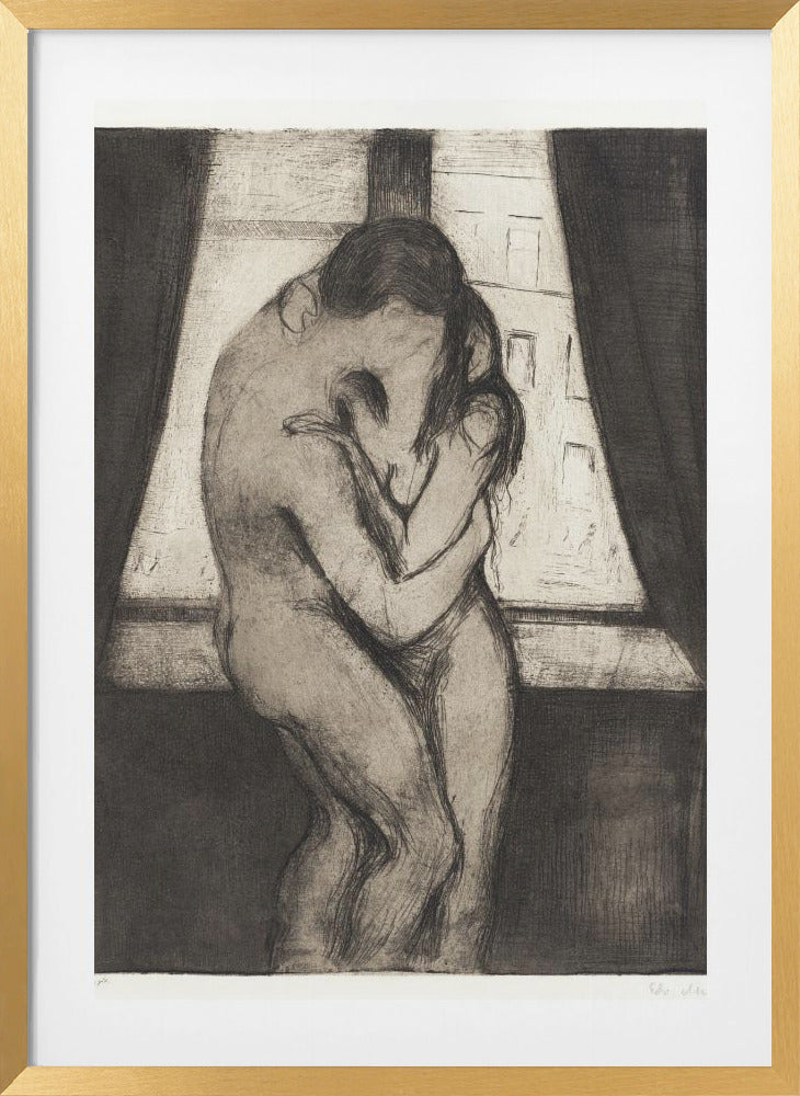 The Kiss 1895 by Edvard Munch Framed Art
