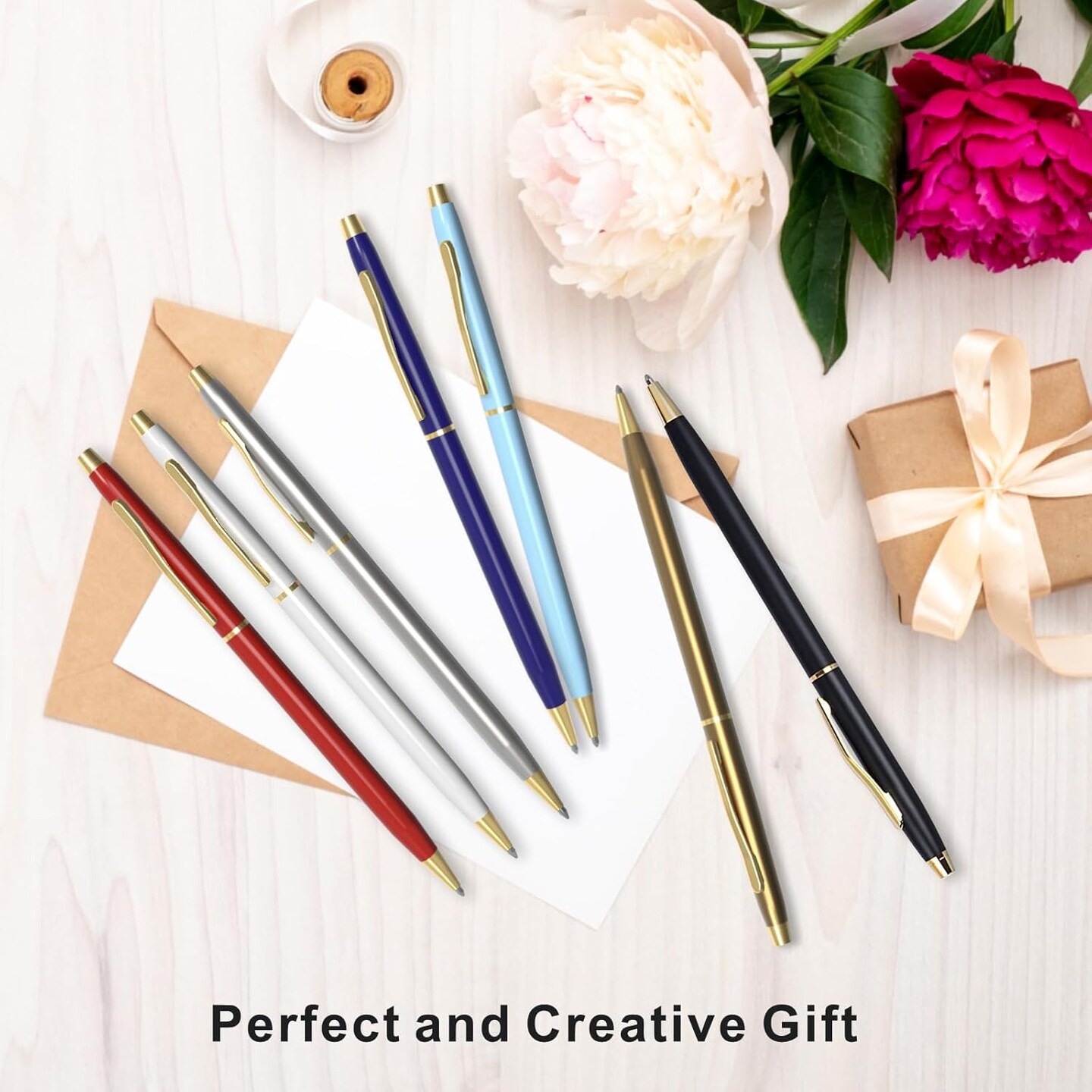 Black Pens Ballpoint Pens - Black Ink Bulk Pens 1.0 mm Medium Point Smooth Writing Office Pens for Men Women Police Uniform Office Business, 10 Pack (Black)