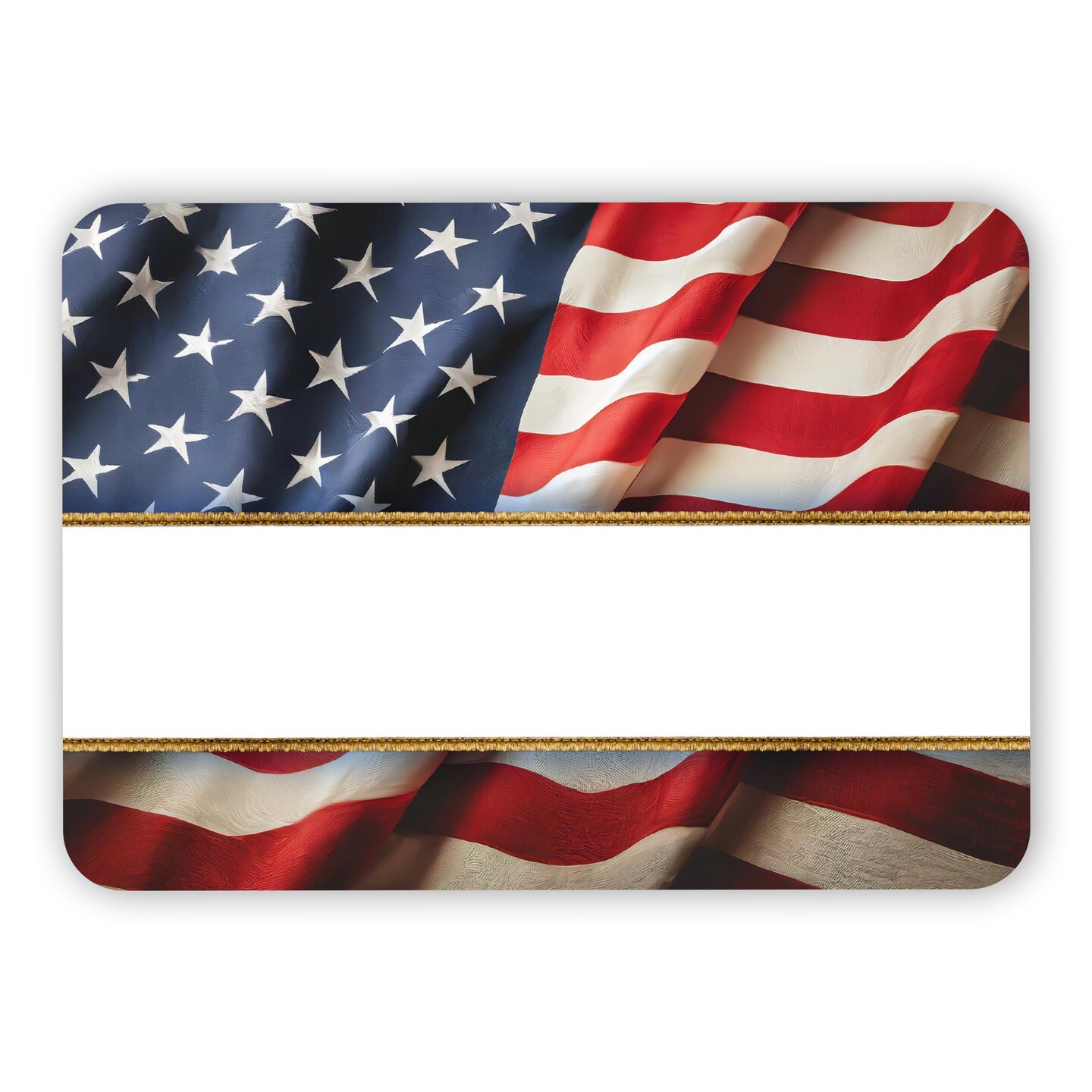Avery American Flag with Gold Frame Adhesive Name Badges, 21/3" x 33/