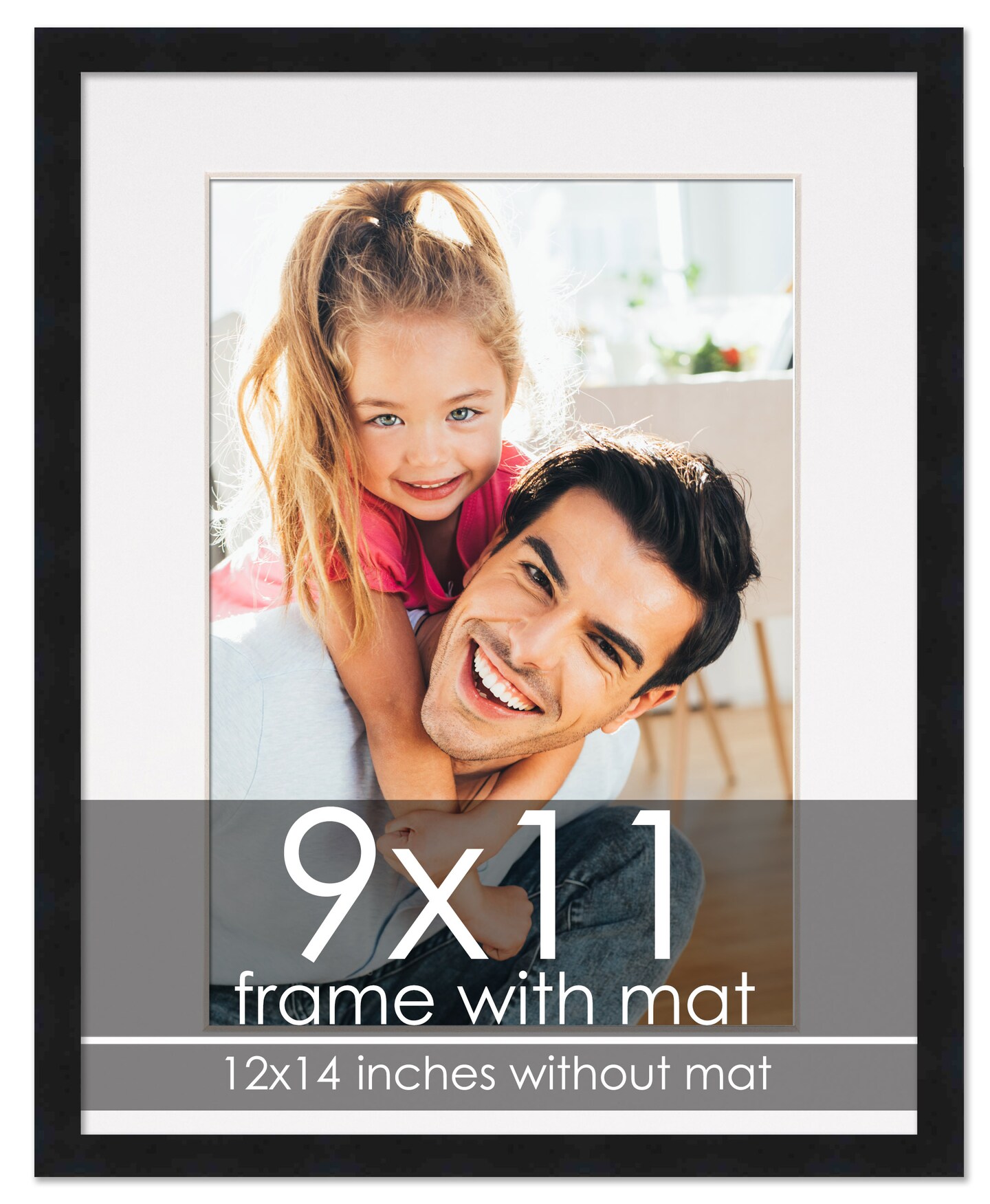 Modern Black Frame with White Photo Mat, UV Acrylic Front, Foam Board Backing, 60 Sizes Available
