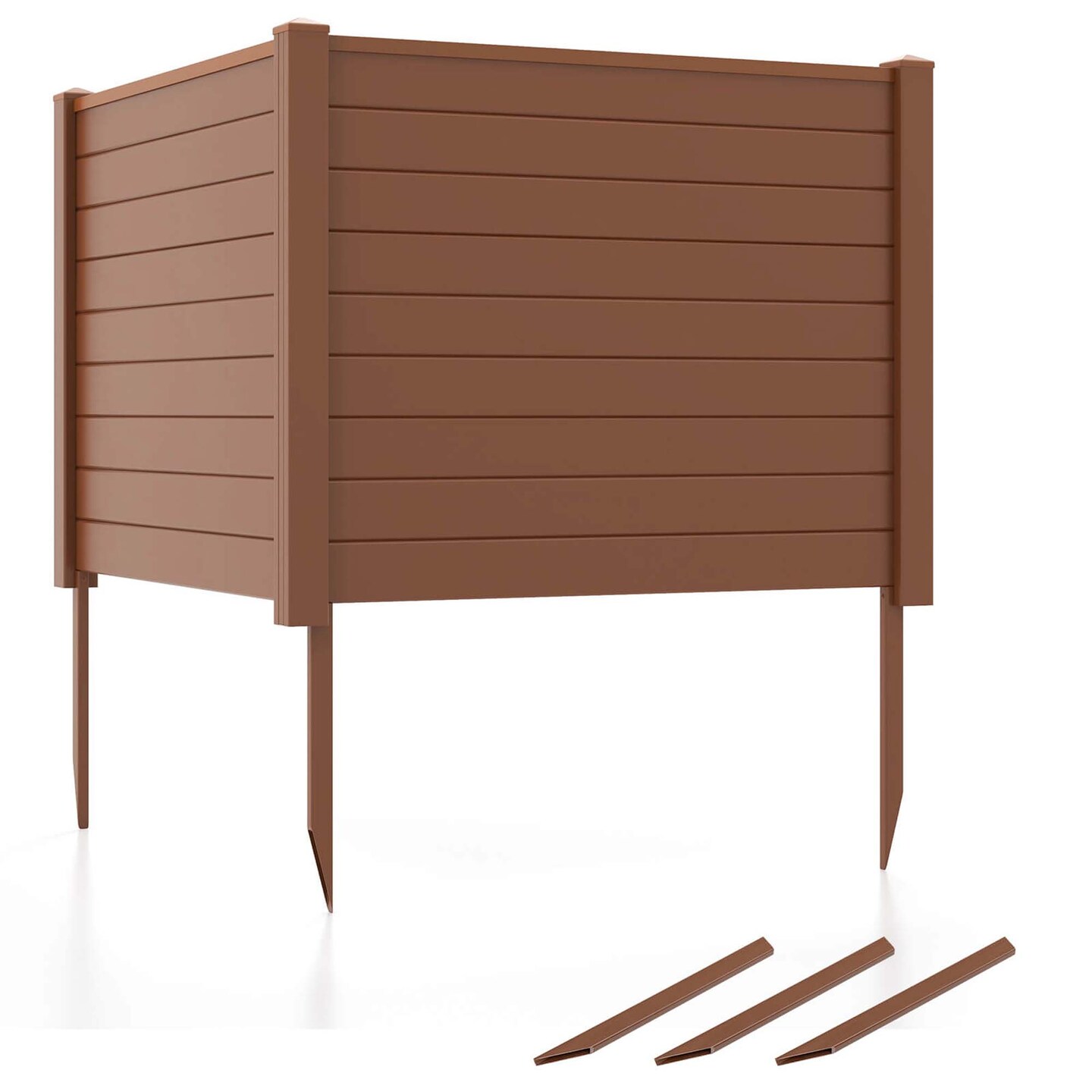 Costway 2/4 Pack 48&#x22; x 37.5&#x22; Air Conditioner Fence Screen Panel Kit with 3 Ground Stakes Brown