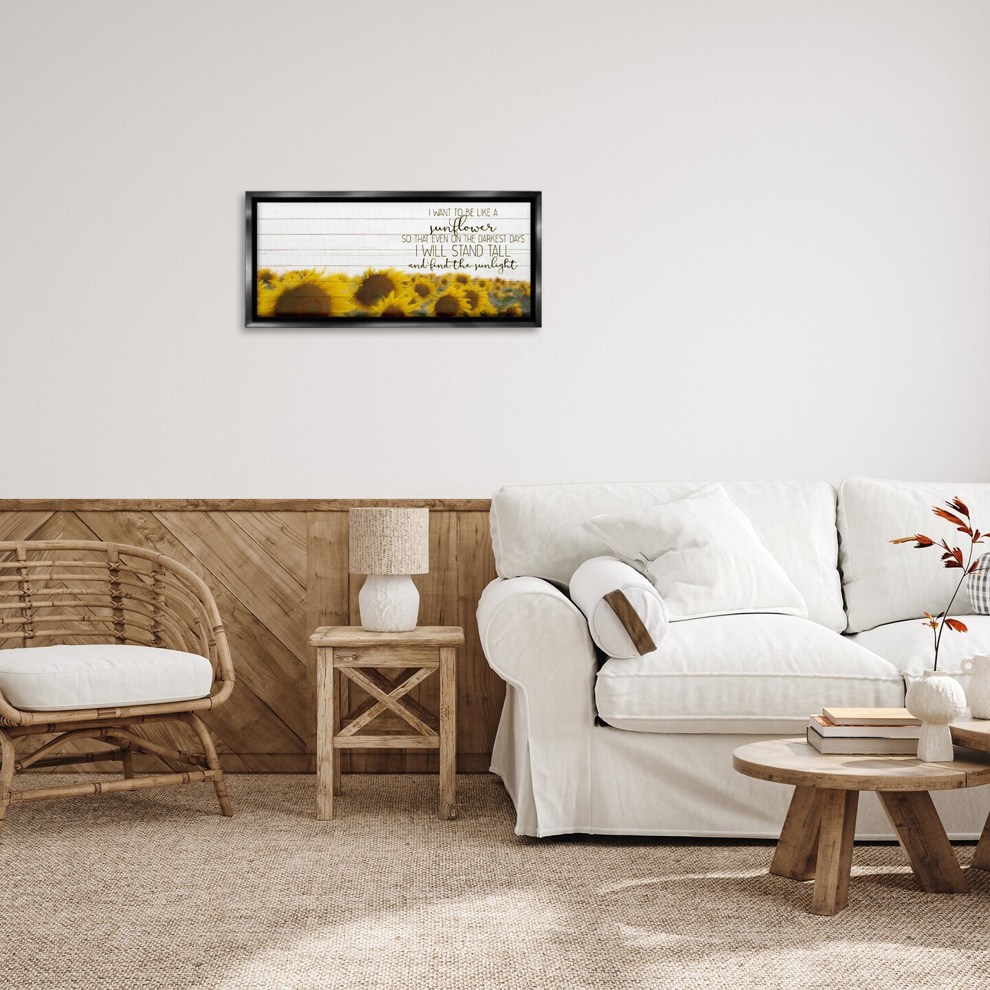 Stupell Industries Like A Sunflower Inspiring Word Design Framed Floater Canvas Wall Art